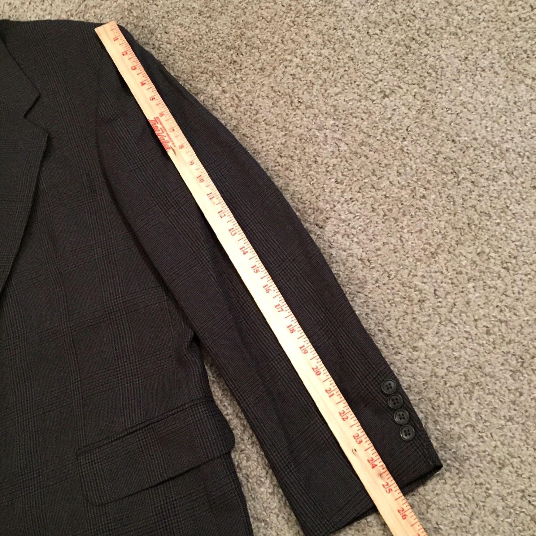 Oscar De La Renta Oscar de la Renta Blazer Mens 46 Regular Gray Plaid Wool Two Button Jacket Notch Lapel Suit 2 Piece Size 46R - 3 Thumbnail