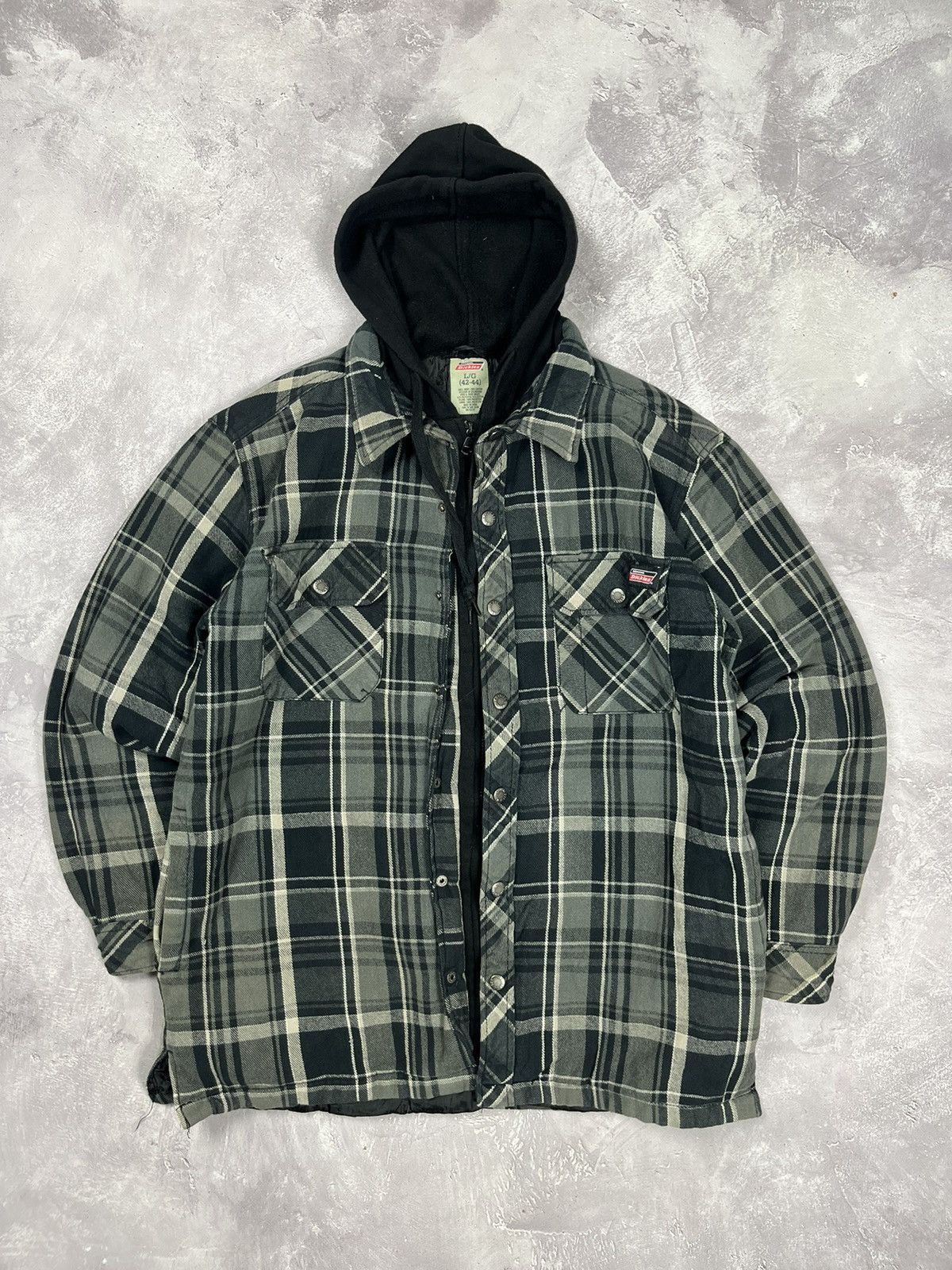 Dickies Vintage Y2K Dickies Overshirt Zip Hooded Jacket Checkered Size US L / EU 52-54 / 3 - 1 Thumbnail