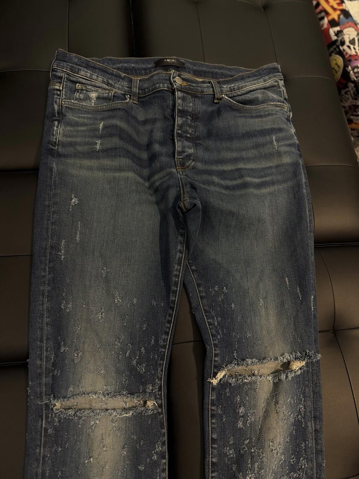 Amiri Size 38 - Amiri Blue Ripped Leg Jeans Quick Shipping Size US 38 / EU 54 - 6 Thumbnail