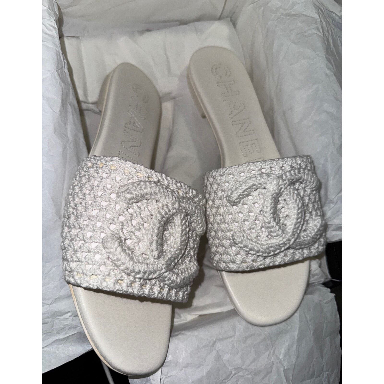 Chanel Chanel 24M White Crochet Knit Coco Beach CC Logo Mule Size US 11 / IT 41 - 7 Thumbnail