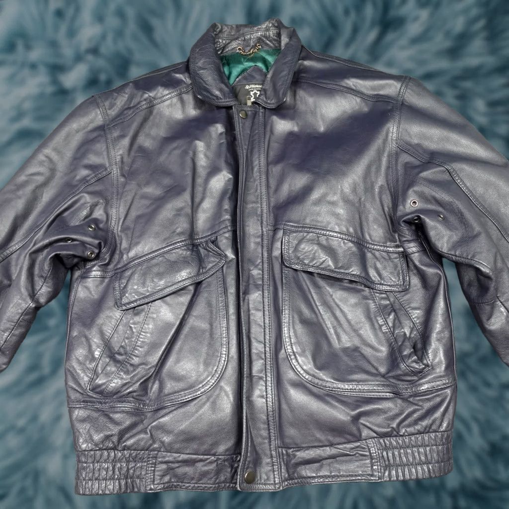 Vintage VINTAGE St Michael Jacket Mens S Leather Bomber Blue Size Size US S / EU 44-46 / 1 - 1 Thumbnail