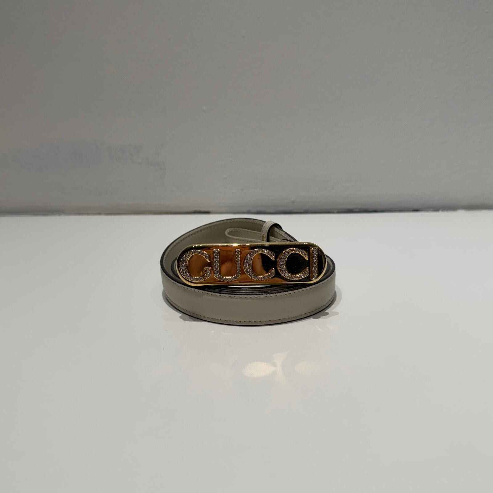 Gucci Gucci Calfskin Crystal Logo Thin Belt Size ONE SIZE - 1 Thumbnail