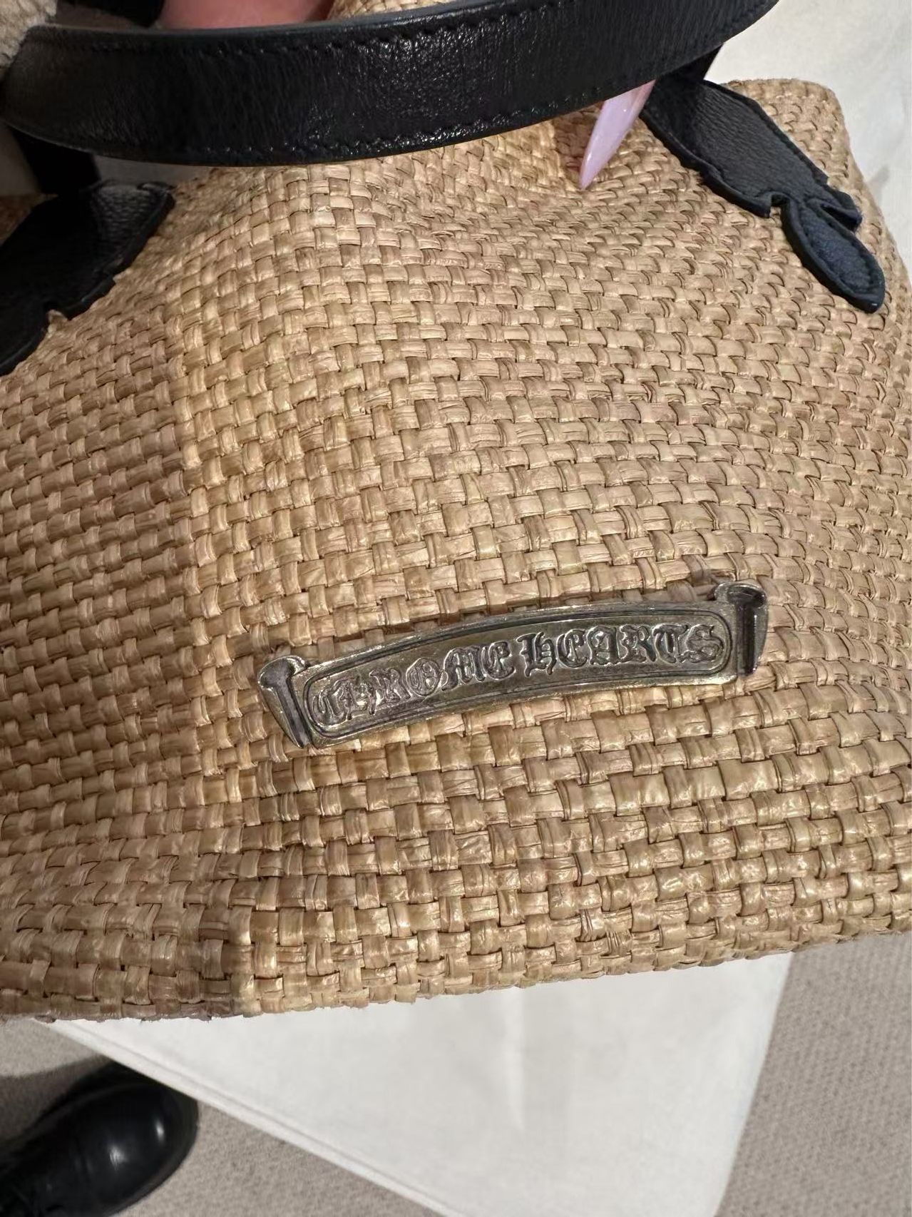 Chrome Hearts Chrome Hearts Straw Beige Cross Logo Small Tote Bag Size ONE SIZE - 7 Thumbnail