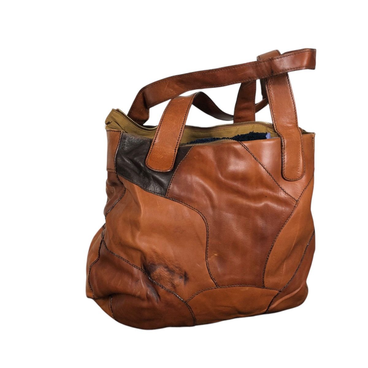 Vintage 📌Vtg Genuine Patchwork Leather Handbag Desmo Made in Italy Size ONE SIZE - 2 Thumbnail