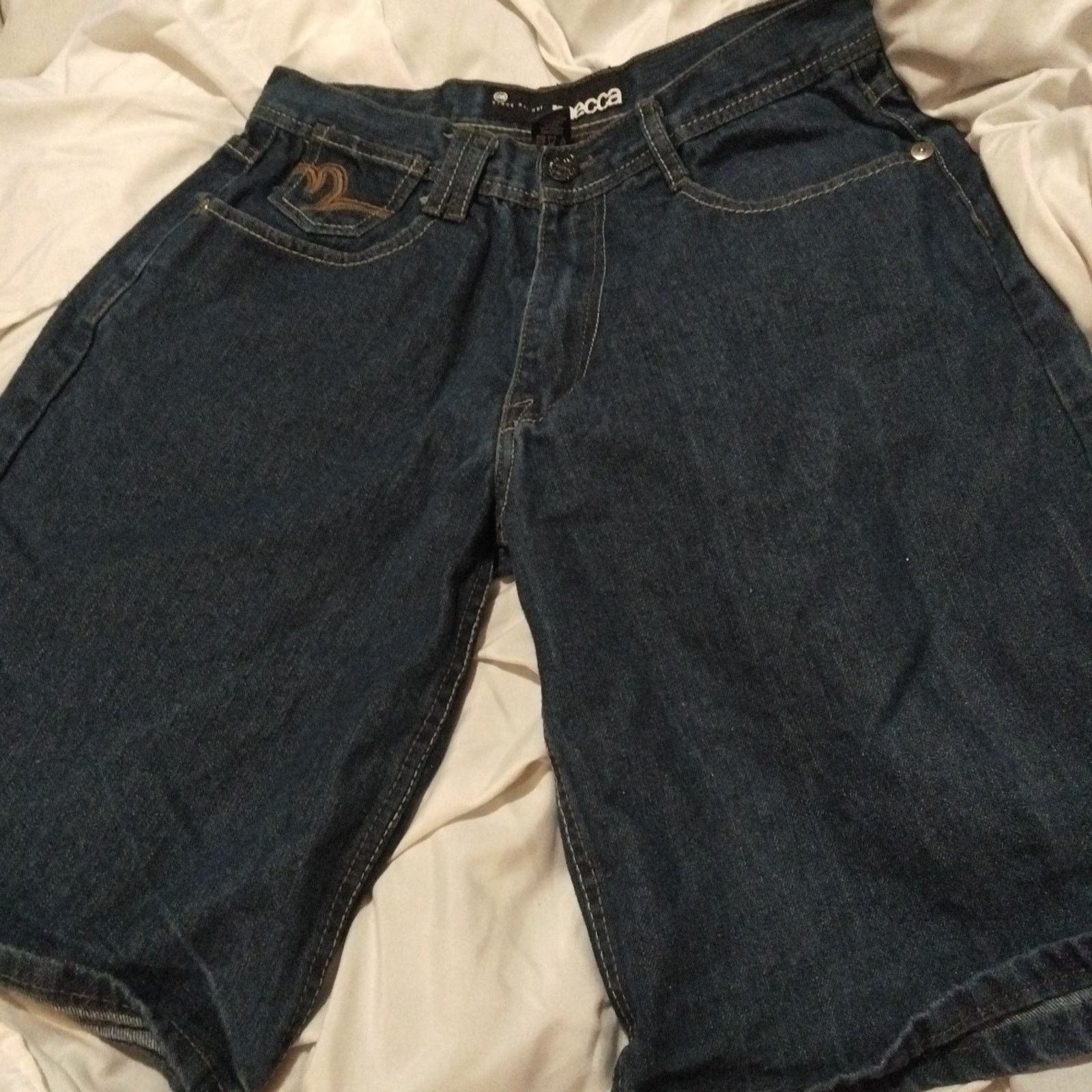 Mecca Mecca Jean Shorts Mens Size 32 Medium Dark Denim Long 90s Size US 32 / EU 48 - 1 Thumbnail