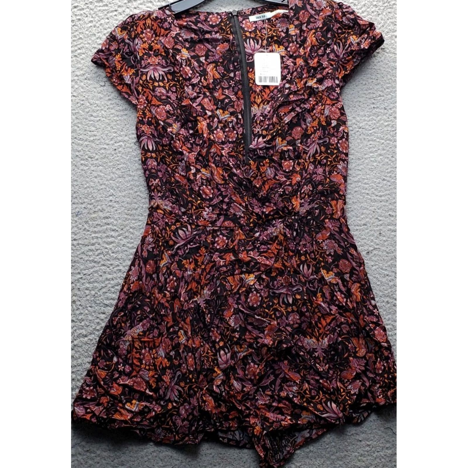 Vintage Kimchi Blue Romper Womens 0 Multi Floral Boho Ruffle Shirt? Size 25" / US 0 / IT 36 - 2 Thumbnail
