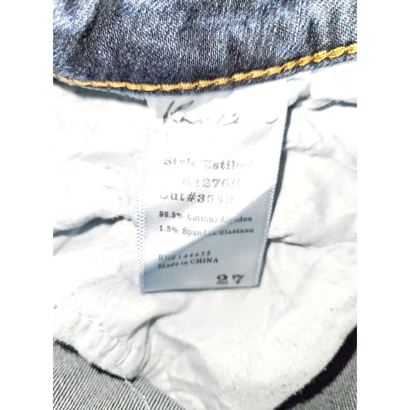 Vintage Kancan Skinny Jeans Women's 27 Low Rise Blue Frayed Hem Distressed Preppy Jeans Distressed Pockets Stretch Zipper Button City 90s Womens Size 27" / US 4 / IT 40 - 3 Thumbnail
