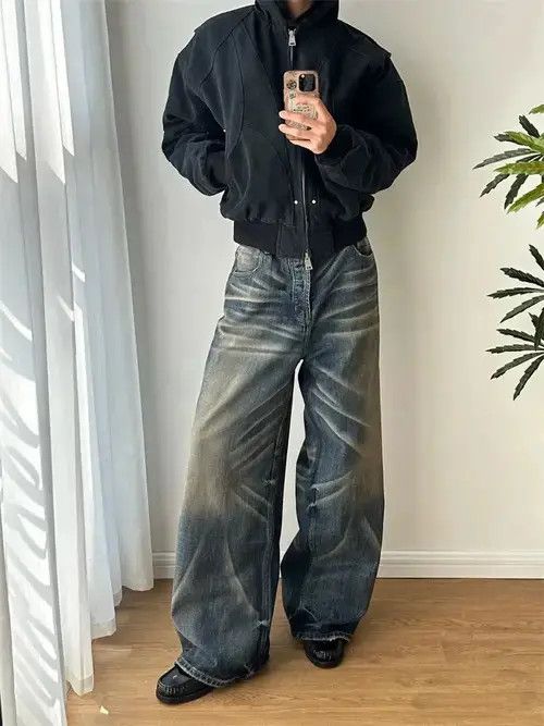 Jean Baggy Light Wash Wide Leg Denim Jeans Size US 32 / EU 48 - 4 Thumbnail