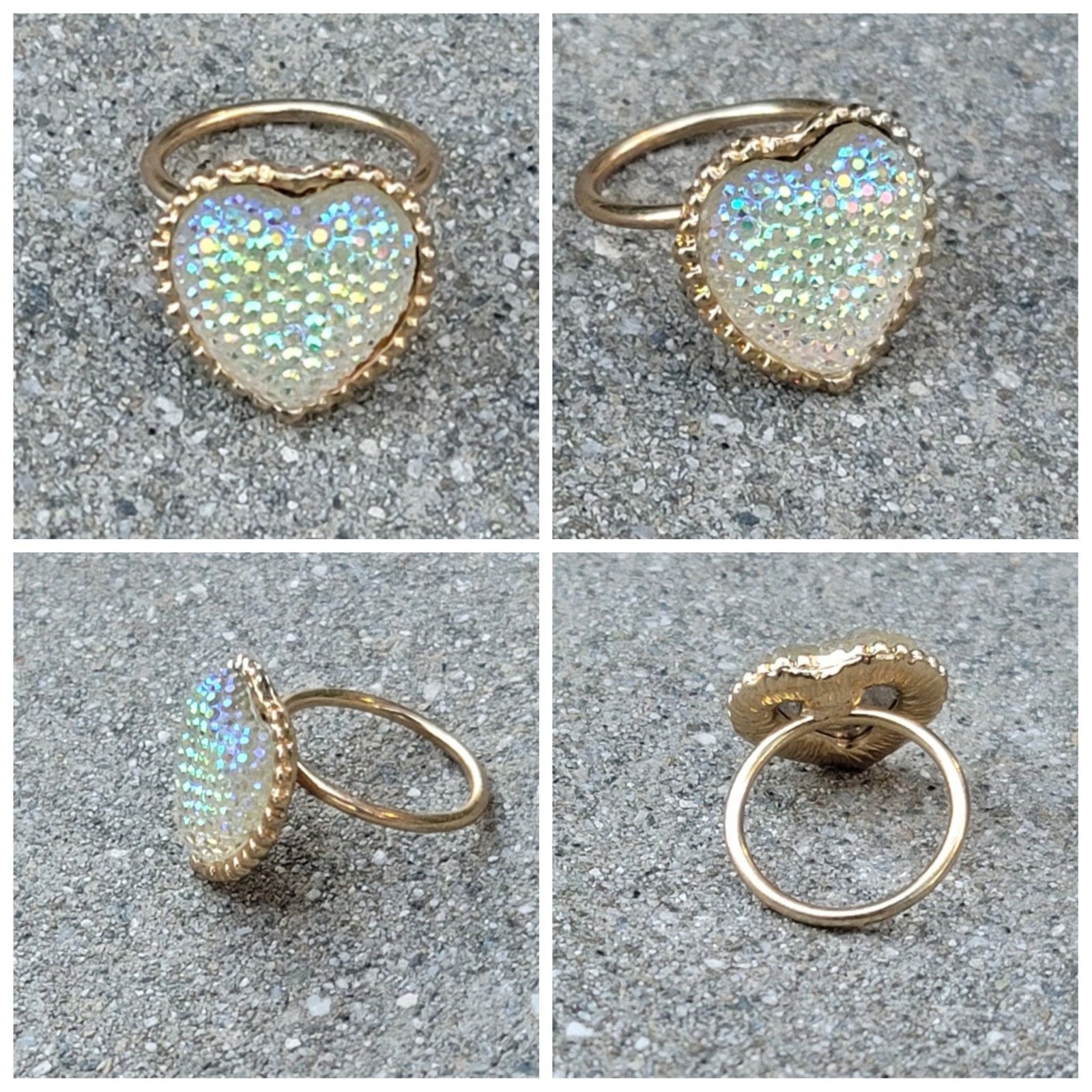 The Unbranded Brand Gold Tone Heart Shaped Rhinestone Ring Size ONE SIZE - 1 Thumbnail