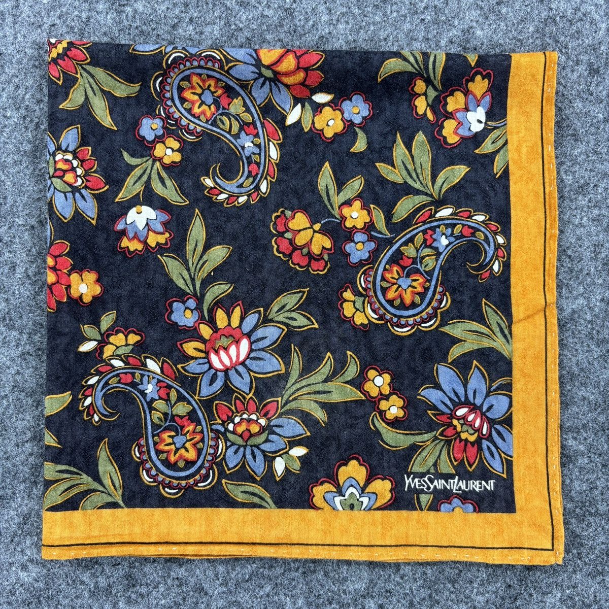 Vintage × Yves Saint Laurent YSL Handkerchief # E055 # Bandana # Neckerchief Size ONE SIZE - 7 Thumbnail