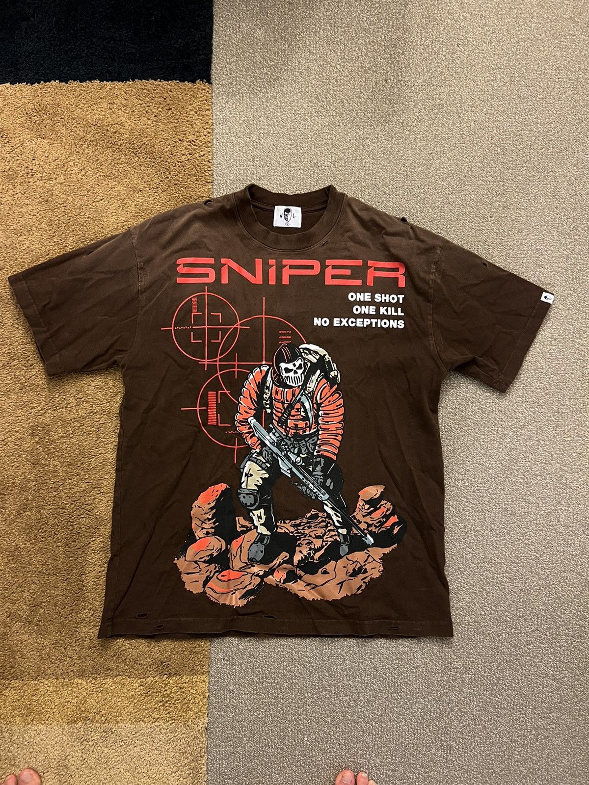 image of Warren Lotas Sniper T-Shirt in Brown, Men's (Size Large)