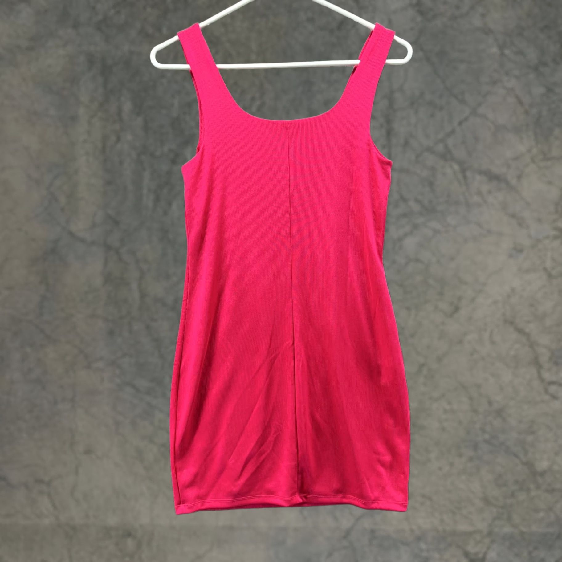 Vintage A New Day Dress Womens XS Pink Ribbed Knit Scoop Neck Tank Mini Bodycon Casual Size XS / US 0-2 / IT 36-38 - 1 Thumbnail