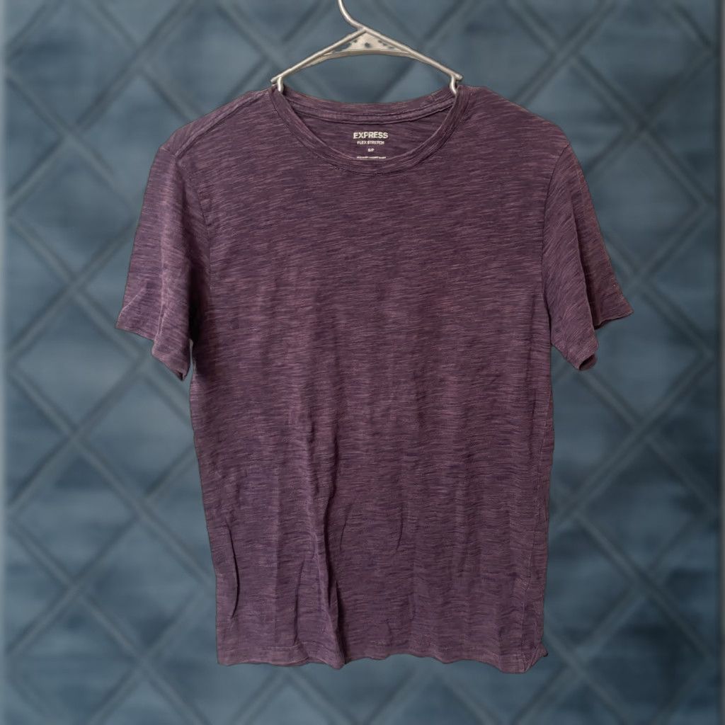 Express EXPRESS T-Shirt Crew Neck Tee Short Sleeve Slim Purple - Men - Size S - Cotton Spandex - Moisture Wicking - Solid - Vintage? (No) Size US S / EU 44-46 / 1 - 1 Thumbnail