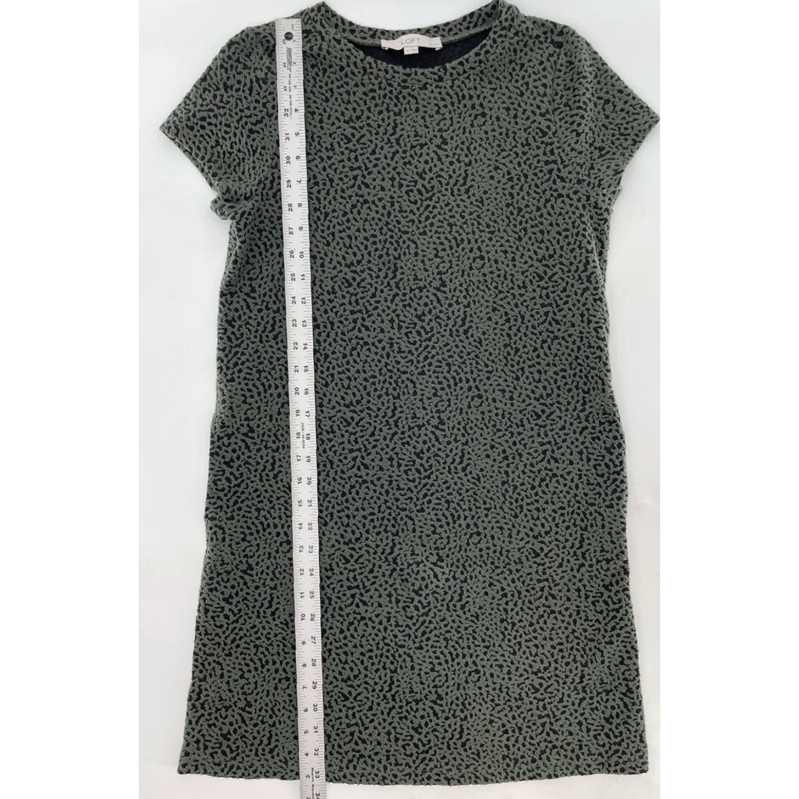Loft LOFT Green Black Textured Shift Dress Pockets Short Sleeve PS Petite Women Shirt Dress Mens Womens Girls Boys? Size 28" / US 6 / IT 42 - 7 Thumbnail