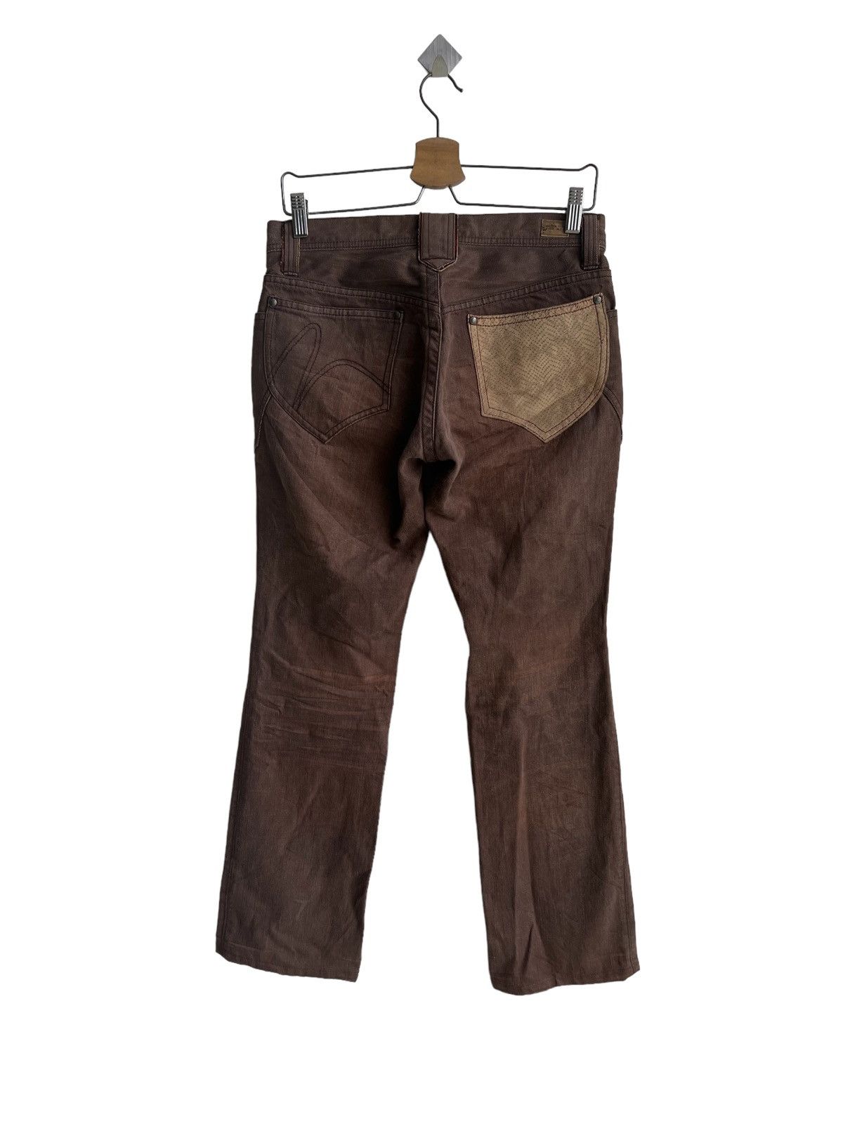 If Six Was Nine 1990s Nicole Clubs 🇯🇵 Leather Guns Pockets Flare Denim Size US 32 / EU 48 - 4 Thumbnail