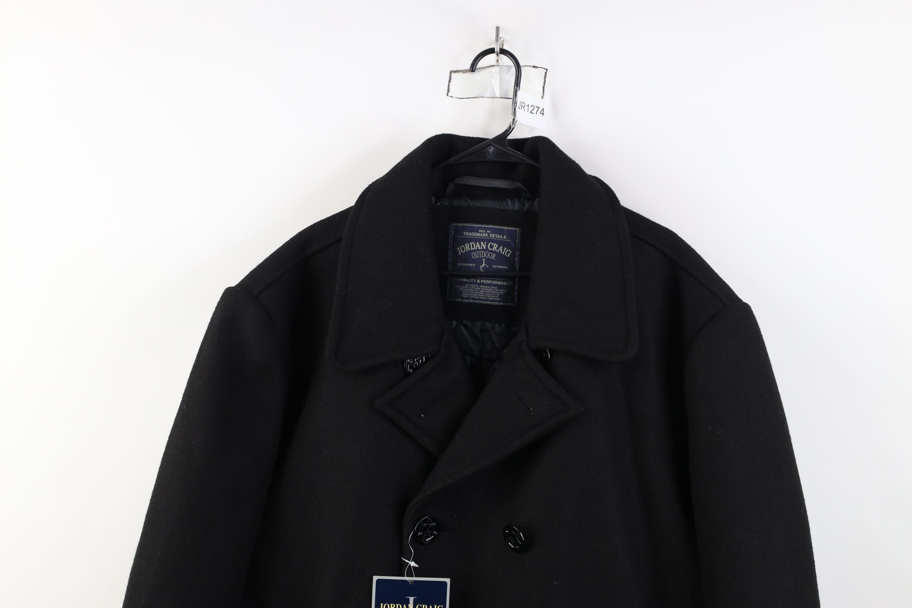 Vintage Deadstock Vintage 90s Y2K Wool Naval Peacoat Jacket Black Size US L / EU 52-54 / 3 - 2 Thumbnail