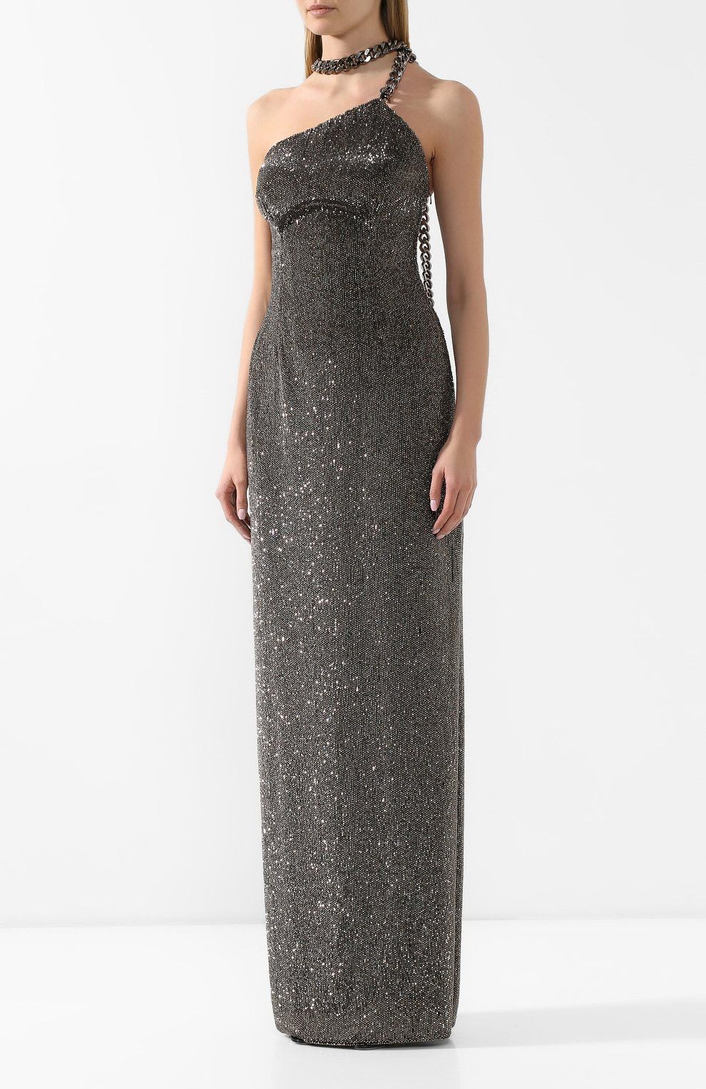 Tom Ford o1w1db10225 AB2735 Maxi Dress in Silver Black Size M / US 6-8 / IT 42-44 - 2 Thumbnail