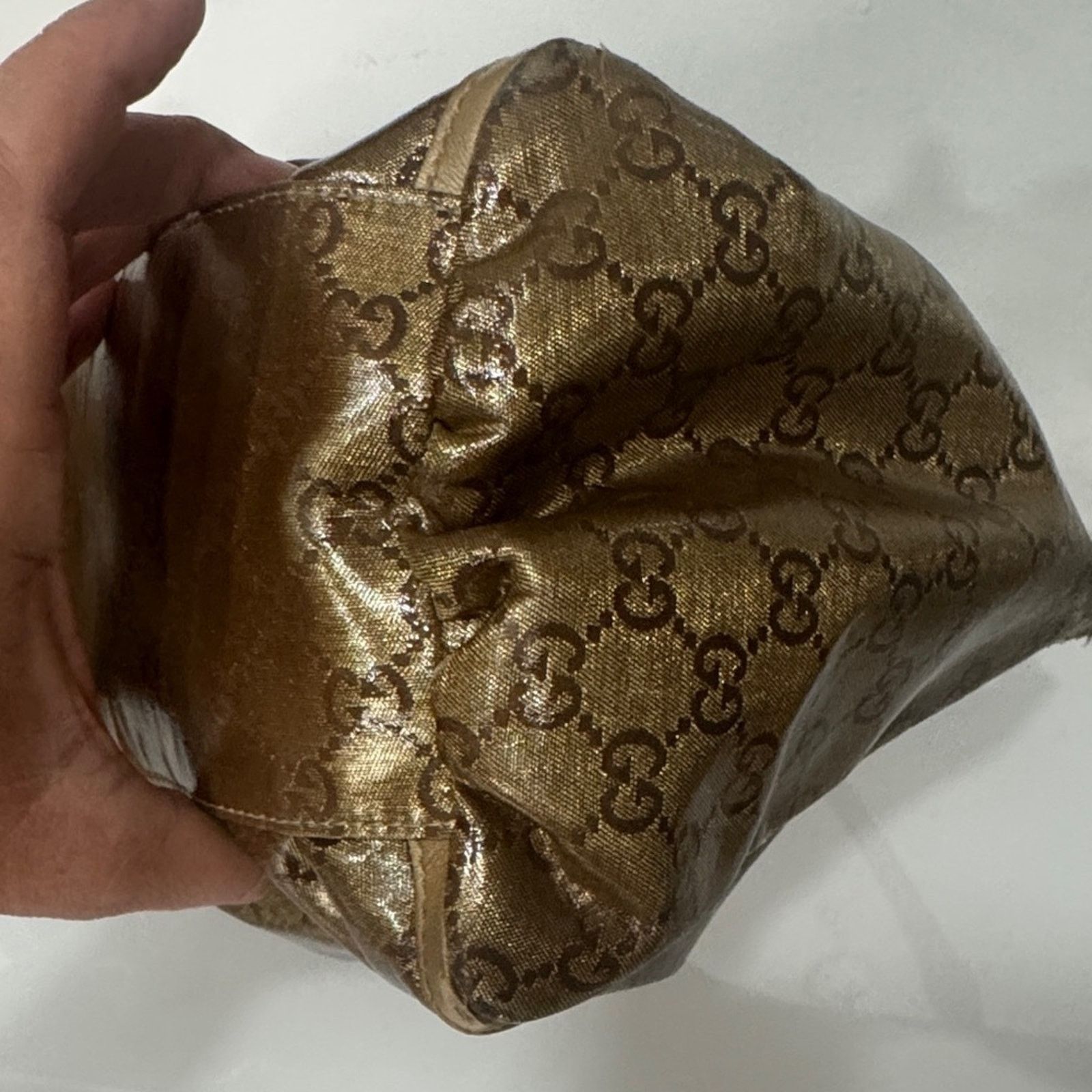 Gucci 💛GUCCI Gold Metallic GG Coated Canvas Hobo Bag 💛 Size ONE SIZE - 9 Thumbnail