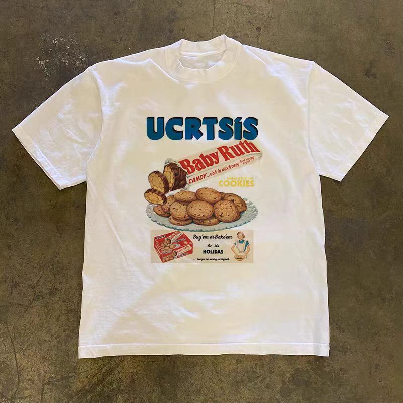 Vintage White Vintage Chocolate Cookie Print Tshirt Size US M / EU 48-50 / 2 - 1 Thumbnail