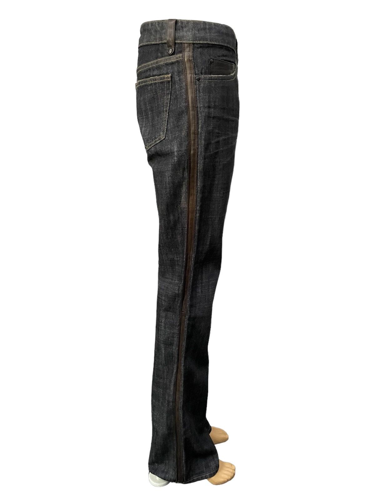 Le Grande Bleu (L.G.B.) Comme Ca Du Mode Leather Side Trimmed Flared Jeans Size US 30 / EU 46 - 4 Thumbnail
