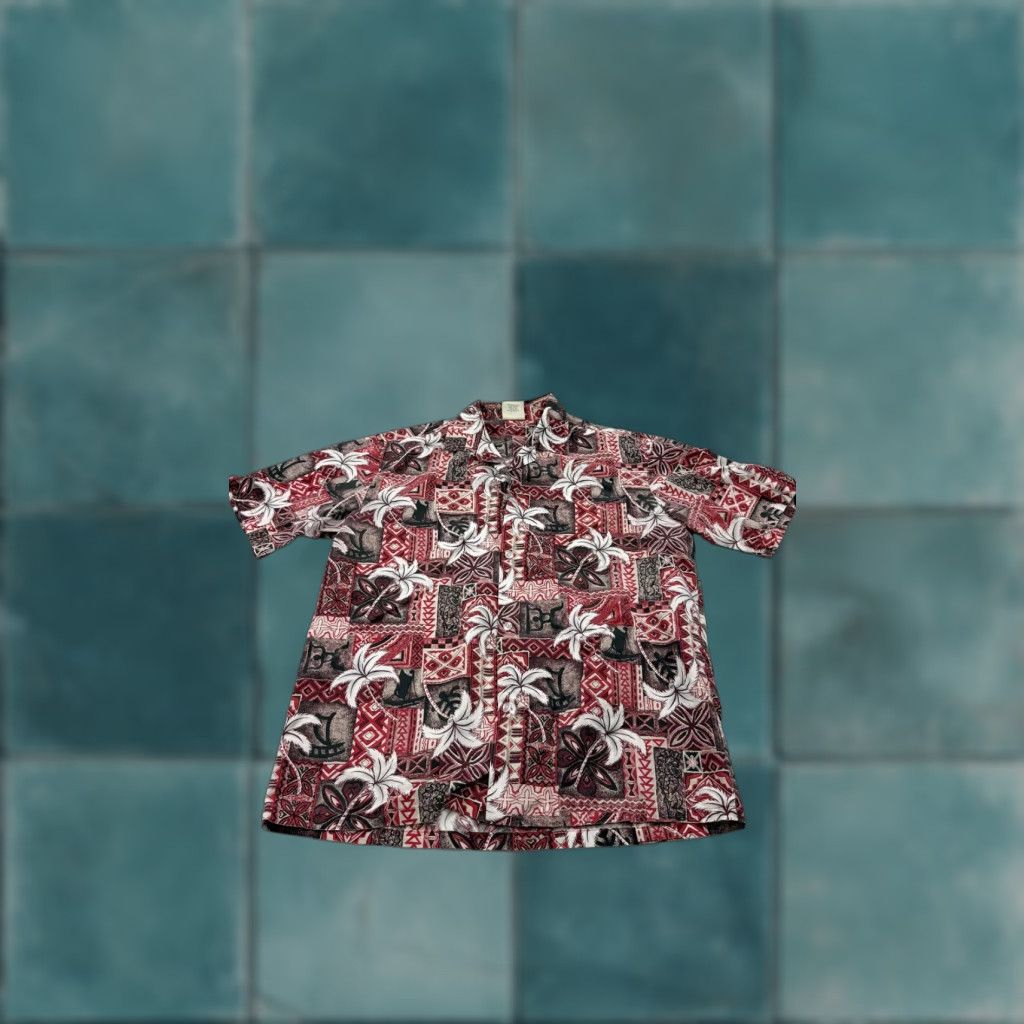 ALOHAS VINTAGE Winnie Fashion Hawaiian Shirt Mens Large Red Black Aloha Tapa Made in Hawaii Size US L / EU 52-54 / 3 - 1 Thumbnail