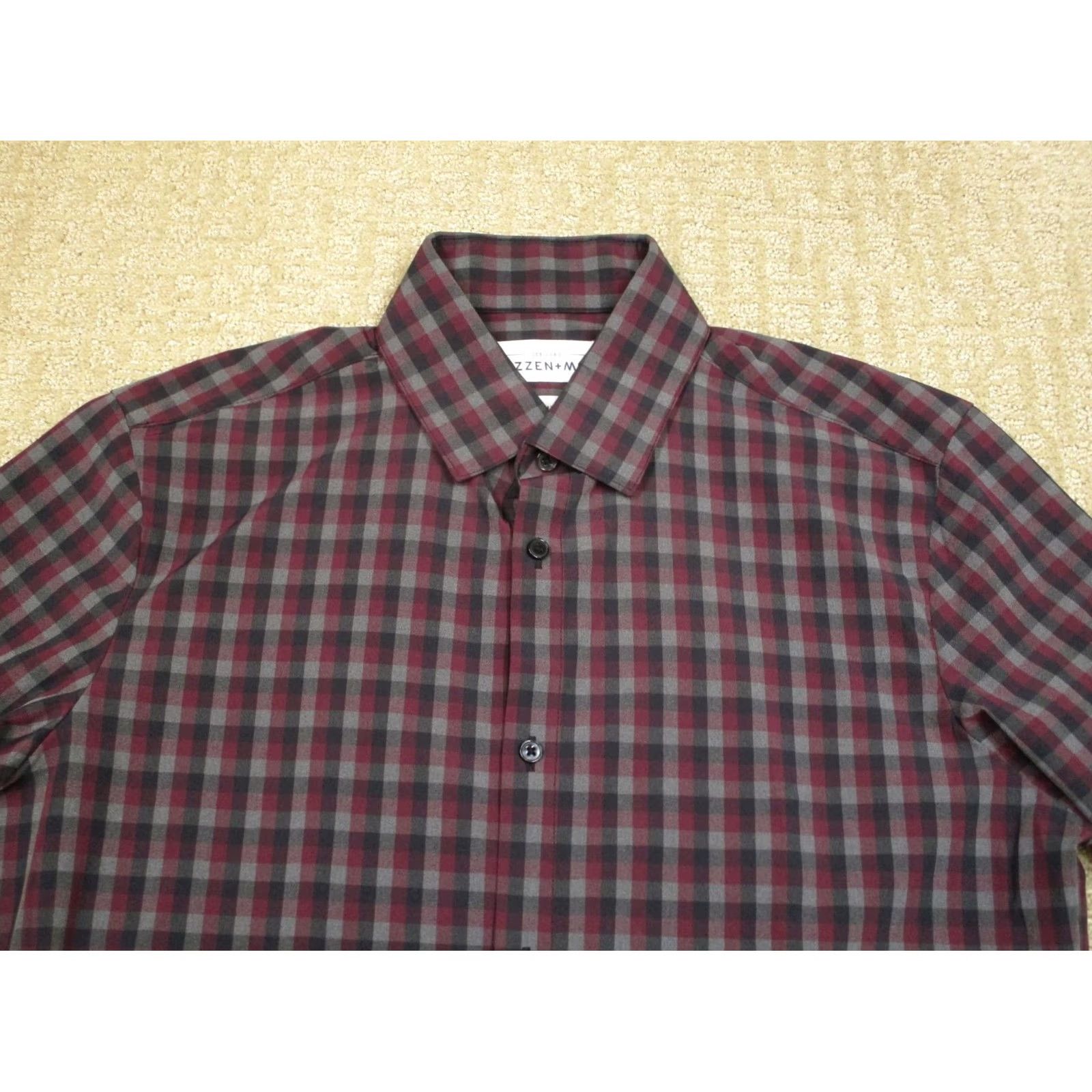 Mizzen+Main Mizzen+Main Shirt Men Medium Red Check Lightweight Leeward Trim Fit Long Sleeve Size US M / EU 48-50 / 2 - 2 Thumbnail