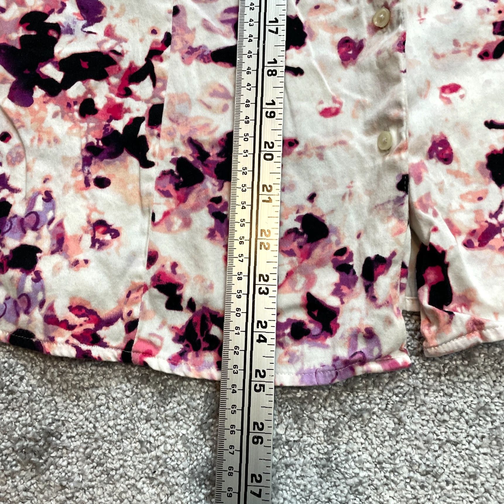 Apt. 9 Apt. 9 Button-Up Shirt Womens 1X White Purple Floral 3/4 Sleeve Collared Shirt Size XL / US 12-14 / IT 48-50 - 6 Thumbnail