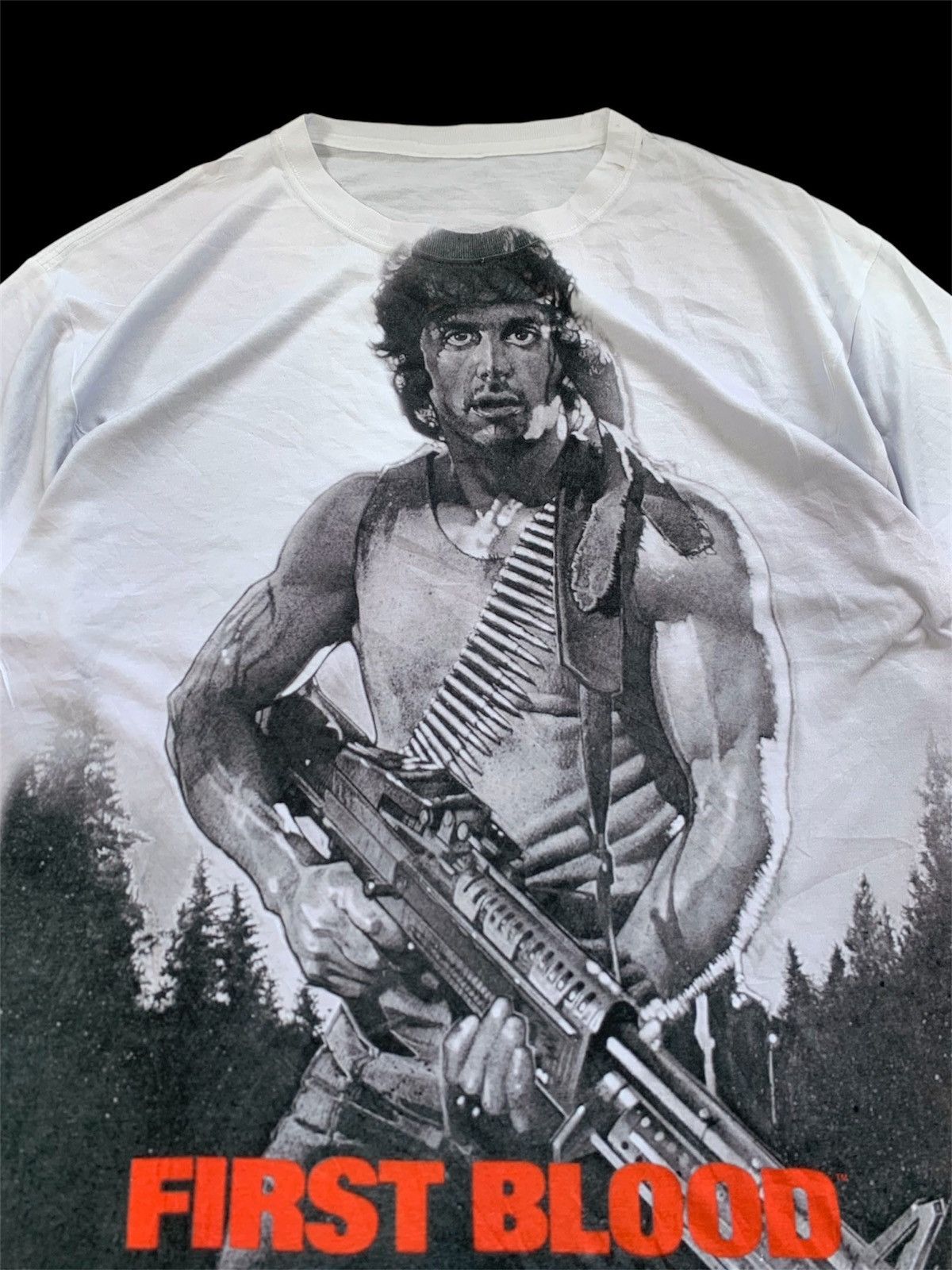 Vintage Rambo " First Blood " Big Print Movie Promo T-Shirt Size US L / EU 52-54 / 3 - 2 Thumbnail