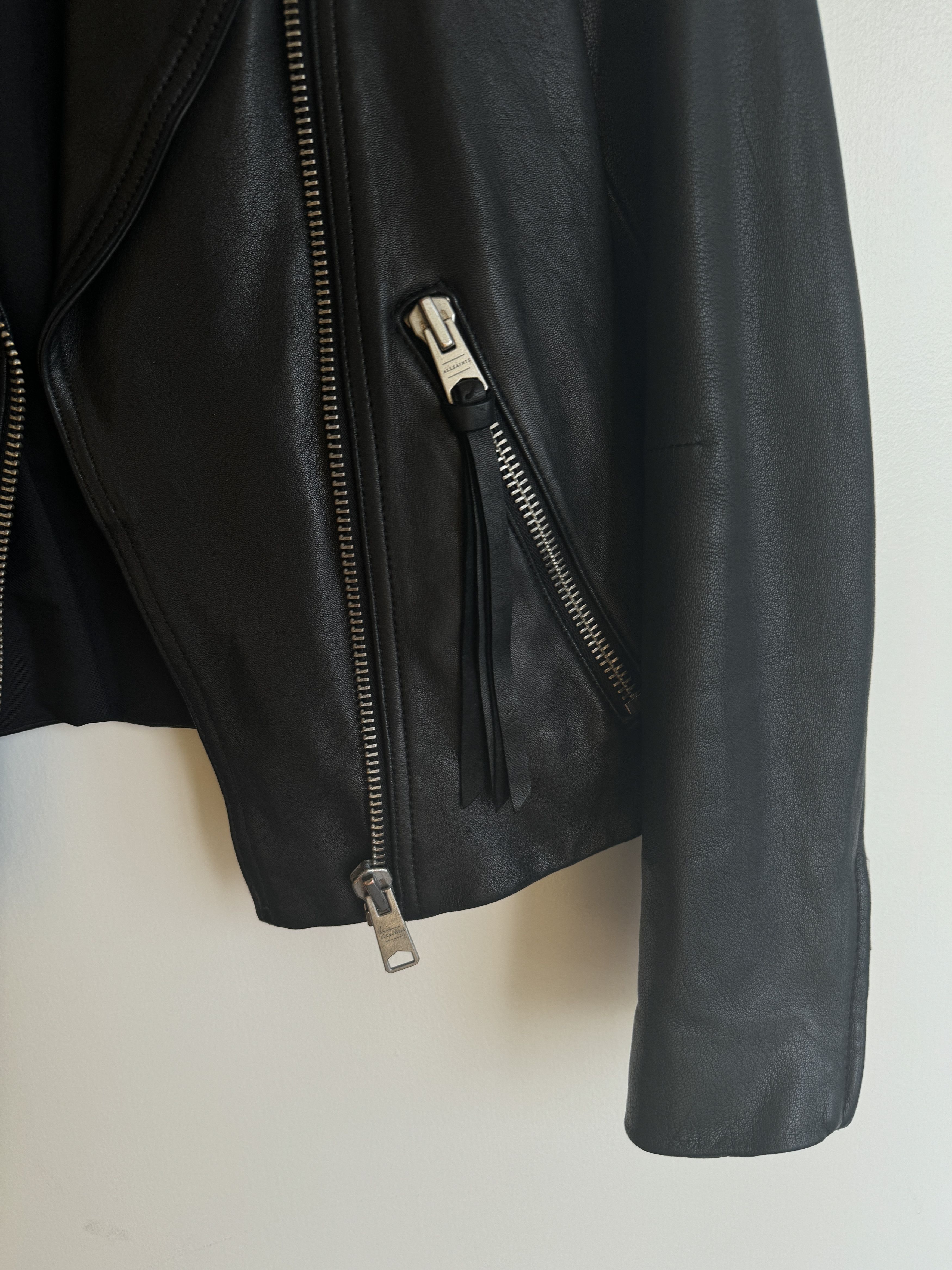 Allsaints Dalby Slim Fit Leather Biker Jacket Size S / US 4 / IT 40 - 5 Thumbnail