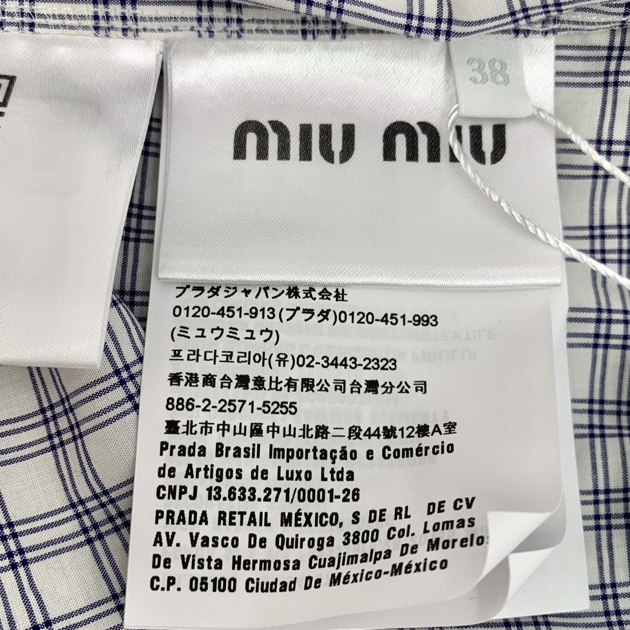 Miu Miu Miu Miu Colorblocked Check Cotton Doll Collar Shirt Size XS / US 0-2 / IT 36-38 - 7 Thumbnail