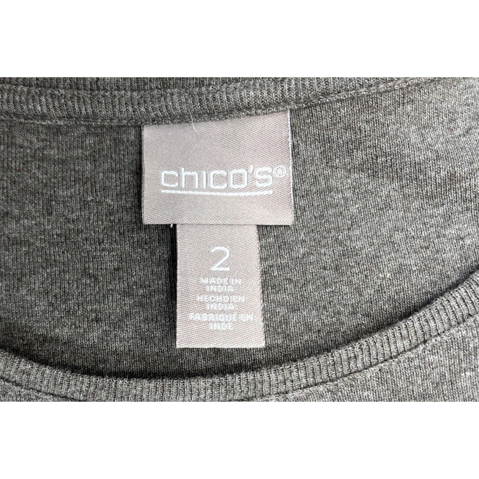 Chicos Chicos Womens Sweater 2 L Grey Long Sleeve Boat Neck Size L / US 10 / IT 46 - 5 Thumbnail