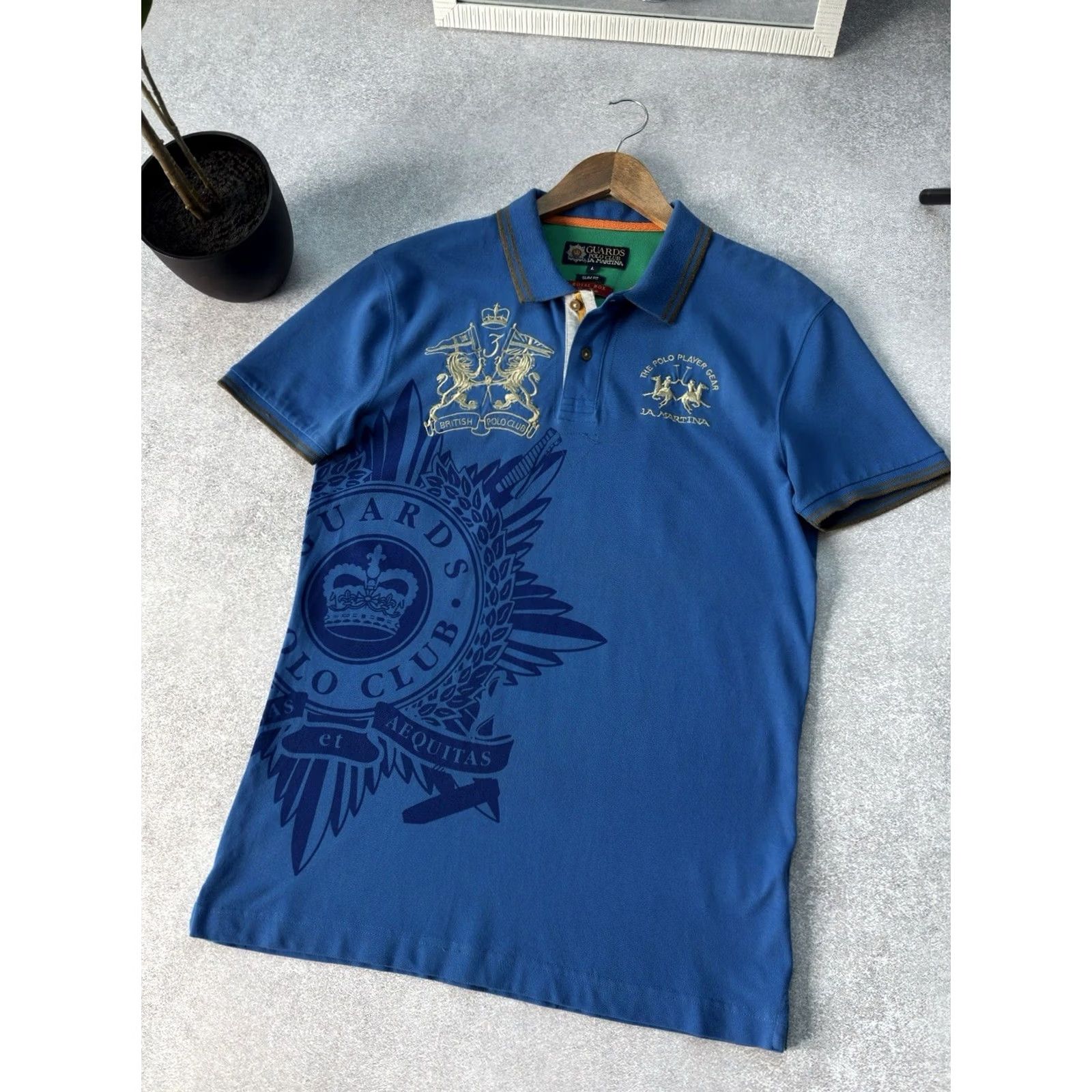 La Martina VINTAGE La Martina Guards Polo Club Big Logo Y2K Blue Polo Shirt L Men Size US L / EU 52-54 / 3 - 3 Thumbnail