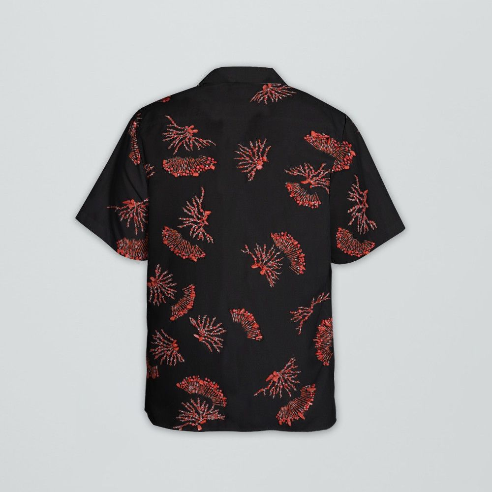 Designer Short-Sleeved Cotton Shirt with Coral Print Size US M / EU 48-50 / 2 - 2 Thumbnail