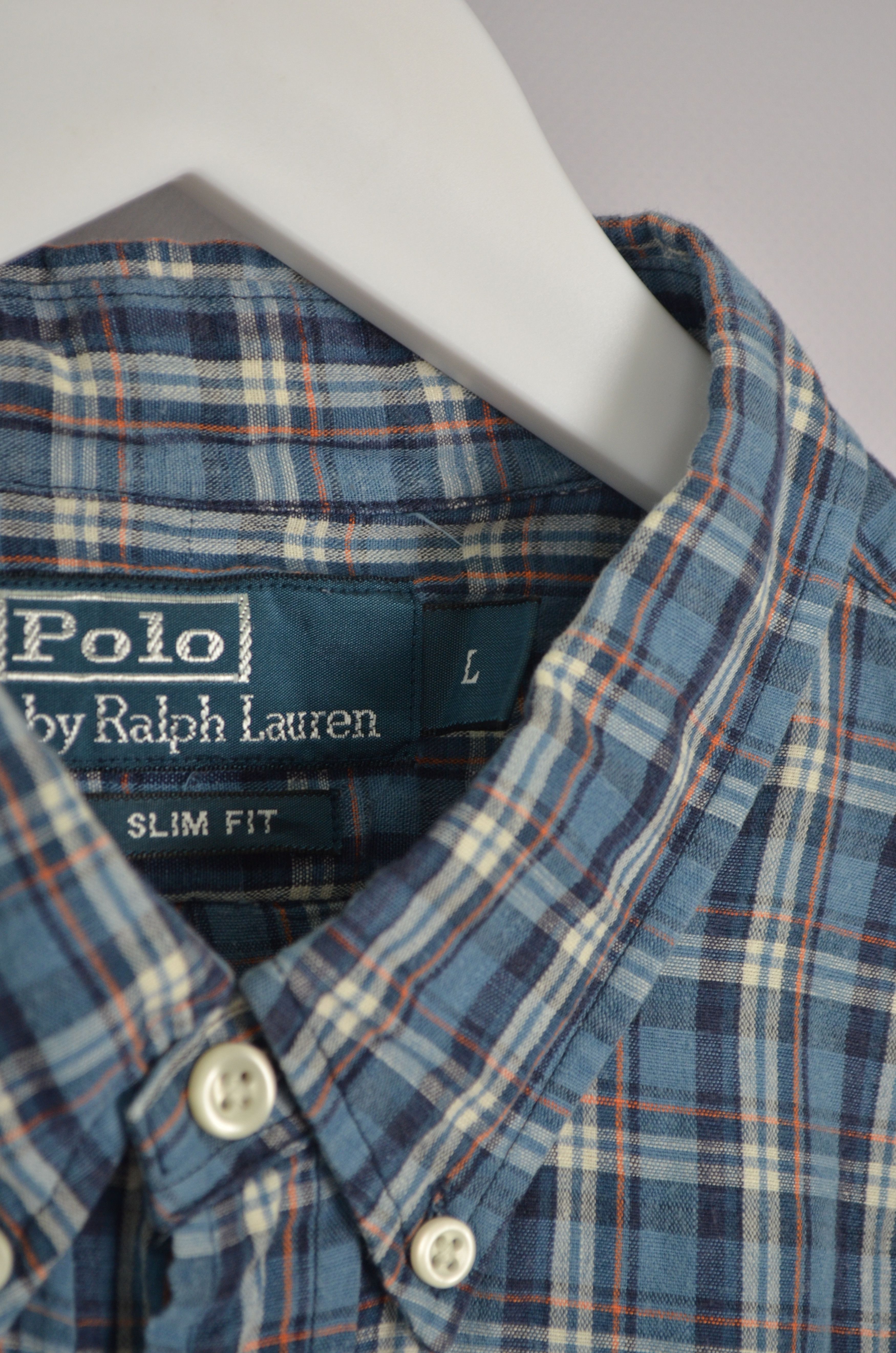 Designer × Polo Ralph Lauren Polo Ralph Lauren Check Blue White Linen\Cotton Slim Shirt Size US L / EU 52-54 / 3 - 8 Thumbnail