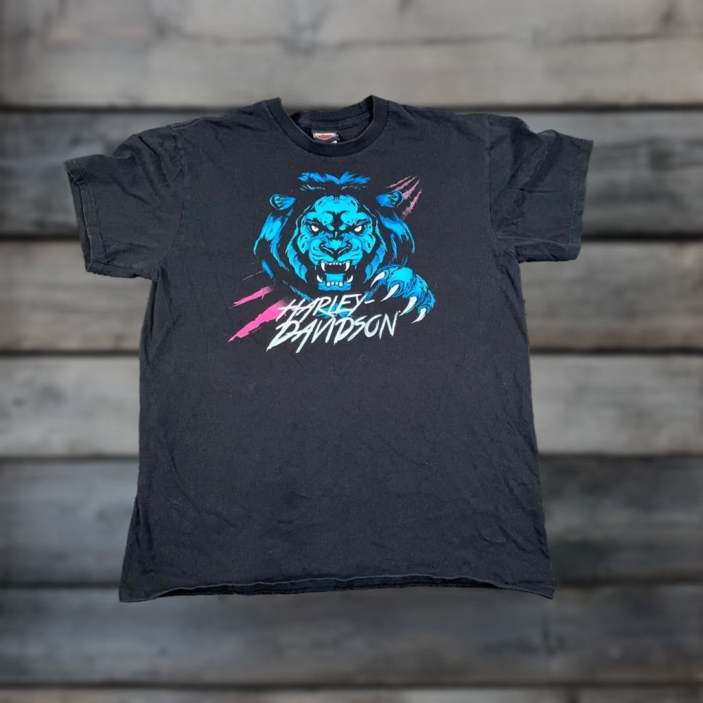 Harley Davidson VINTAGE Harley-Davidson Lion Print T-Shirt Men L Black Chicago 2019 Graphic Print Reg Fit Short Sleeve Crew Neck Size US L / EU 52-54 / 3 - 1 Thumbnail