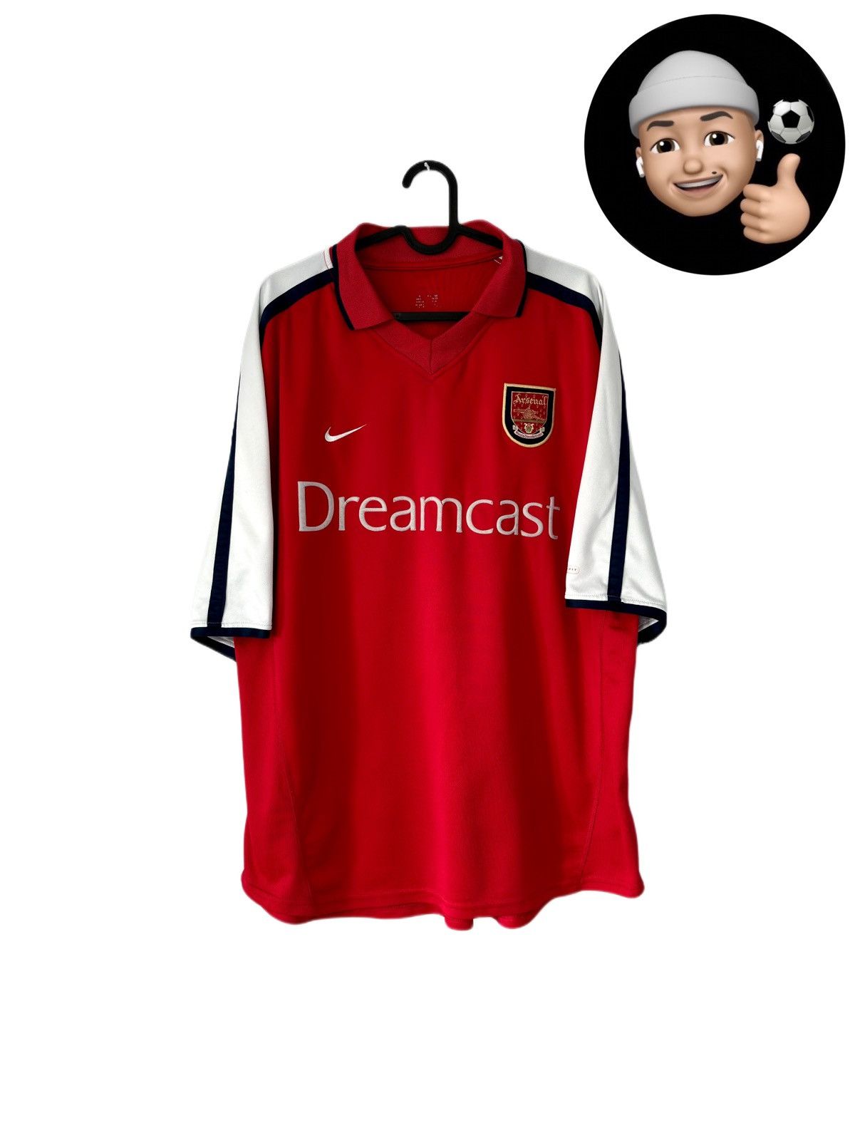 image of 2000 2002 Arsenal London Nike Vintage Away Kit Soccer Jersey in Red, Men's (Size XL)