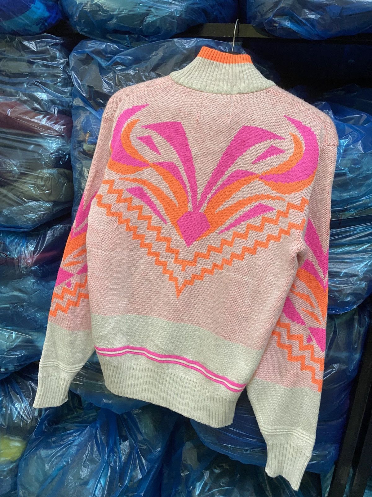 Descente Vintage DESCENTE Racing Knit Sweater 90s Retro Pink Neon Size US M / EU 48-50 / 2 - 11 Thumbnail