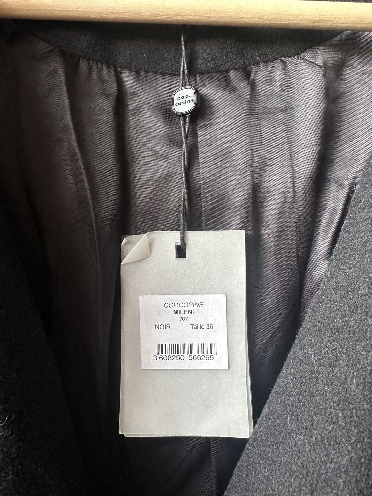 Cop Copine COP COPINE Manteu Mileni Black Wool Hooded Overcoat Size 36 Size XS / US 0-2 / IT 36-38 - 3 Thumbnail