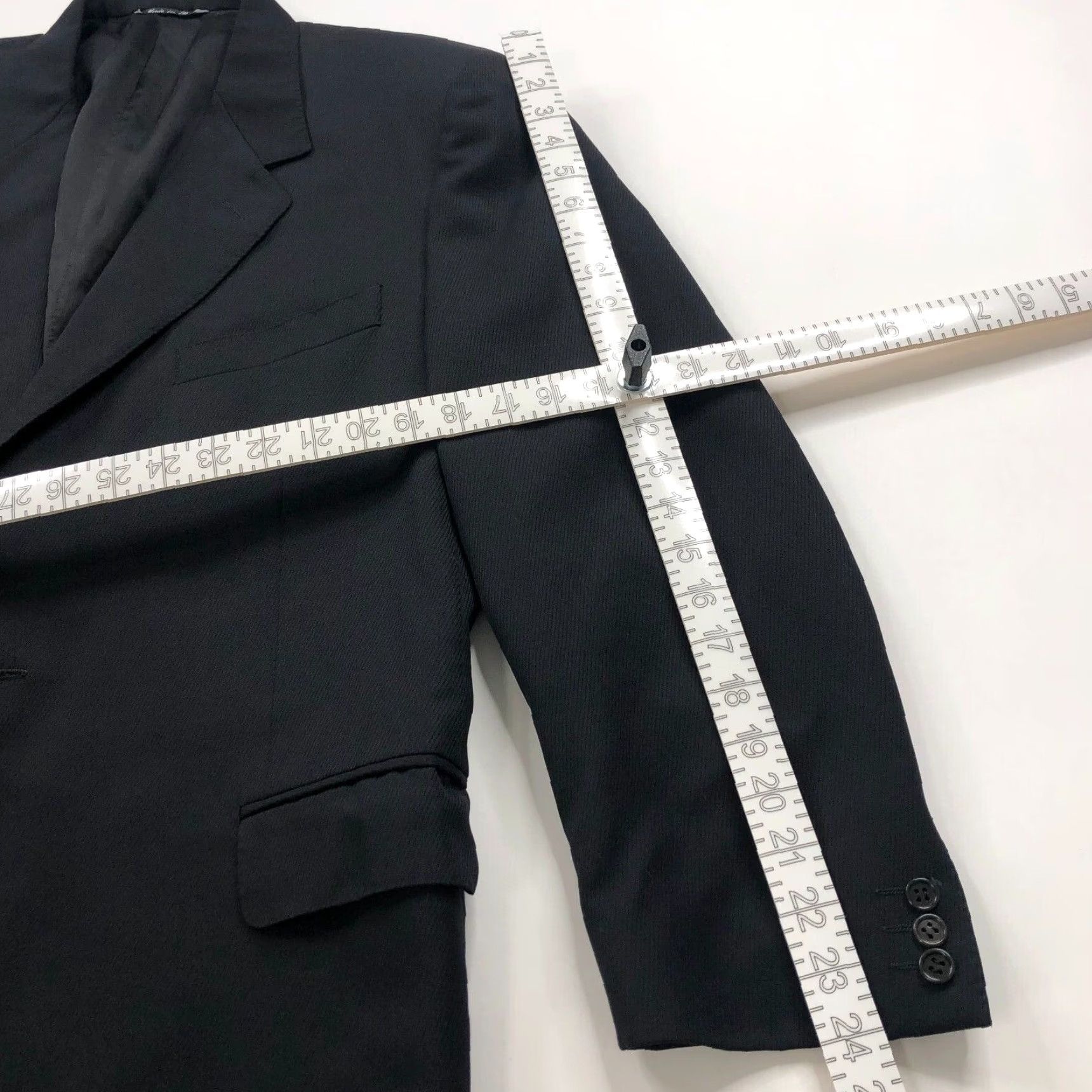 Canali Canali Blazer Sport Coat Jacket Black Striped 100% Wool Three Button Notch Lapel Single-Breasted 44 US 54 EUR Men’s" Size 44R - 6 Thumbnail