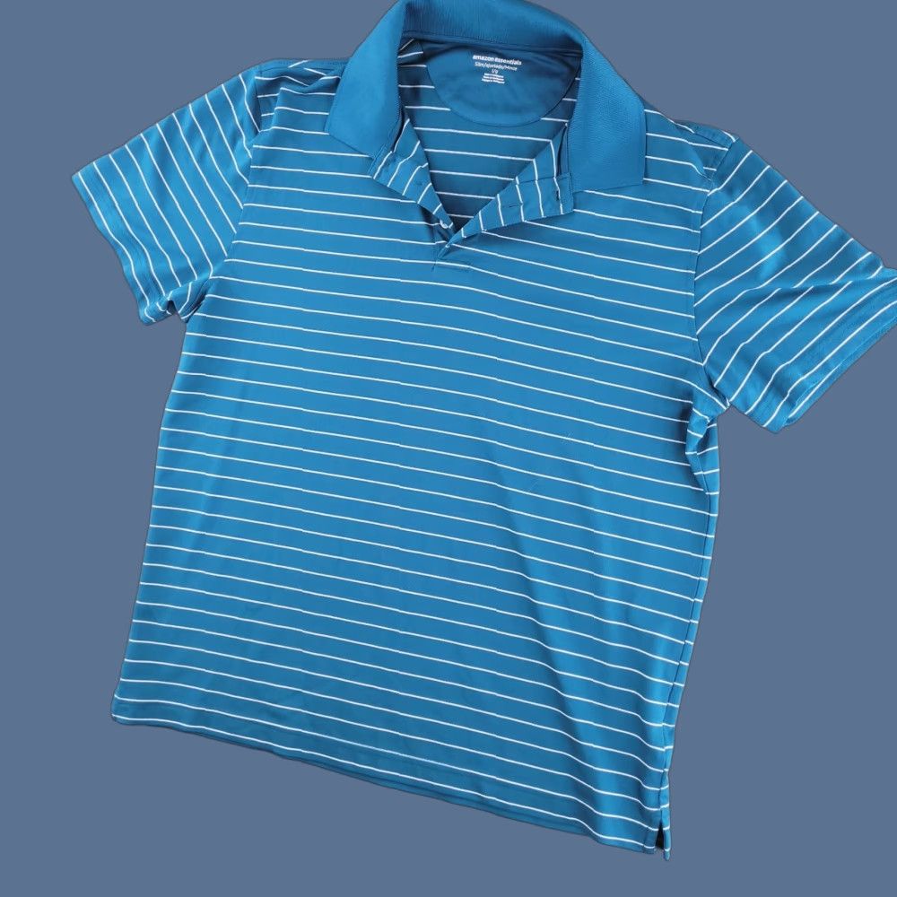 Vintage Amazon Shirt Mens Large Polo Golf Slim Fit Short Sleeve Striped Performance Size US L / EU 52-54 / 3 - 1 Thumbnail