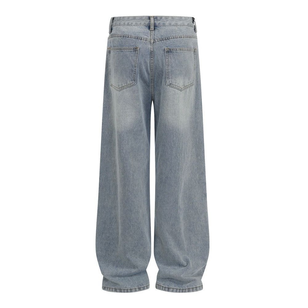 Jean Men's loose-fitting vintage washed distressed jeans Size US 32 / EU 48 - 2 Thumbnail