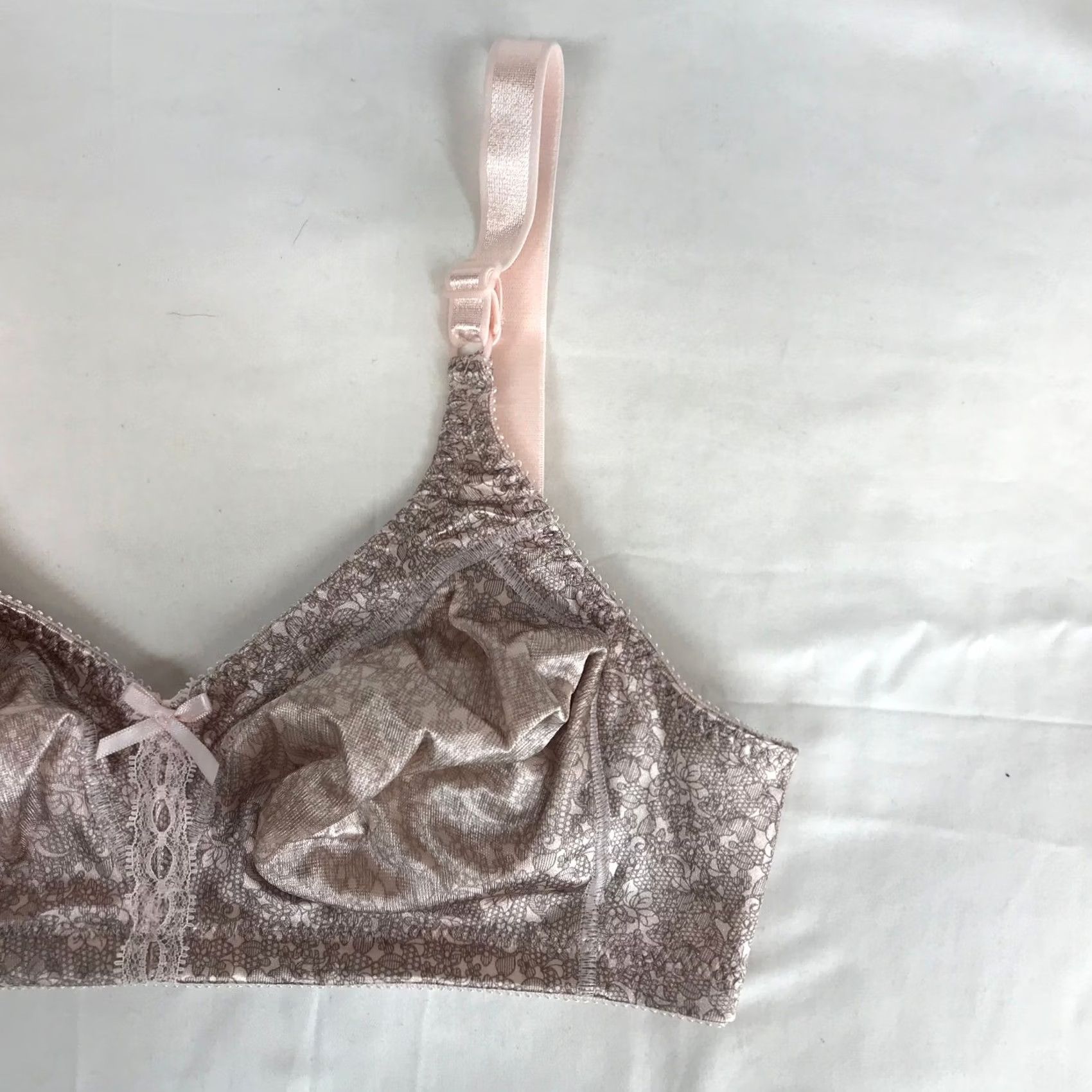 Vintage Bali Double Support Wirefree Bra 3820 Pink Lace Jacquard 36C Womens Size ONE SIZE - 3 Thumbnail