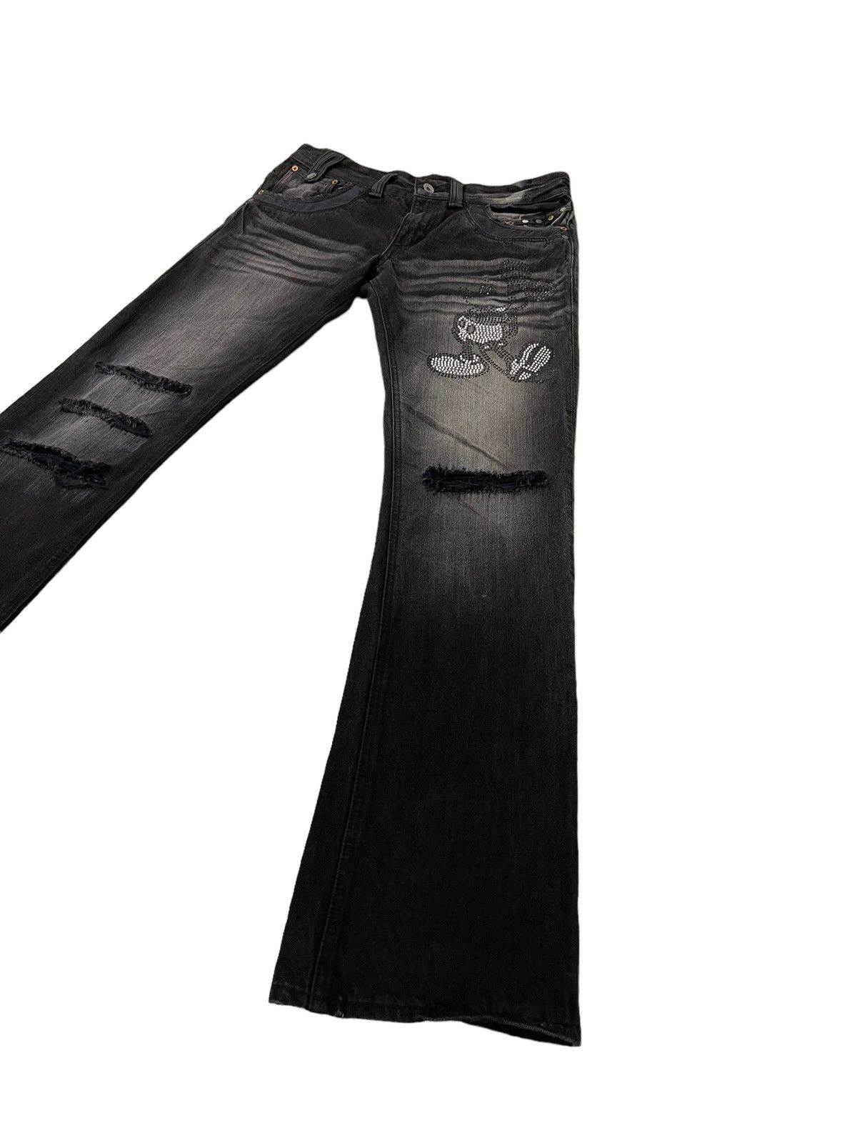 Japanese Brand Flare Jeans Semantic Design x Disney Distress Low Rise 6🟦5 Size US 31 - 3 Thumbnail