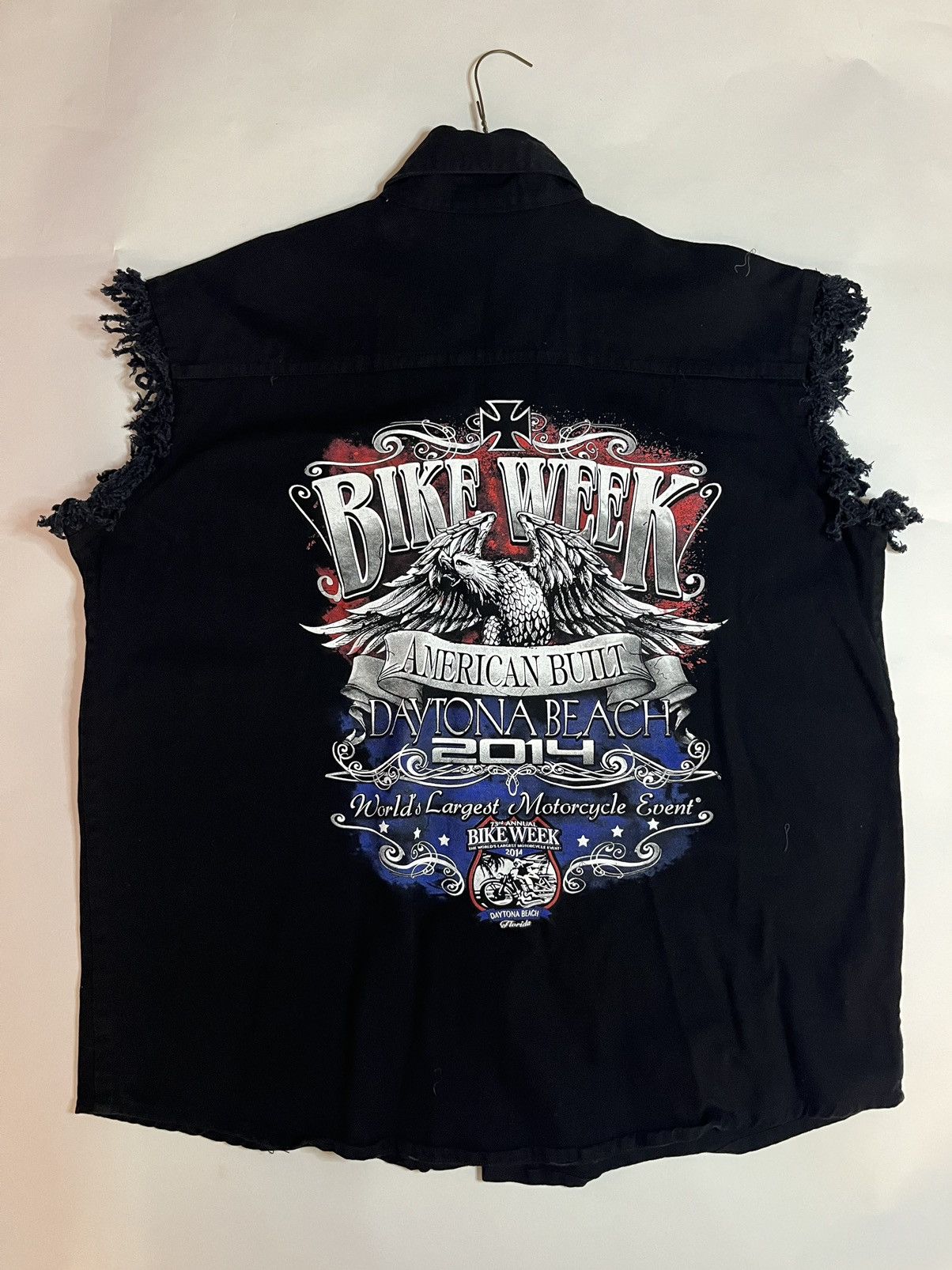 Vintage Cut Off Button Down Biker Shirt Vest 2014 Daytona Beach Size US XL / EU 56 / 4 - 1 Thumbnail