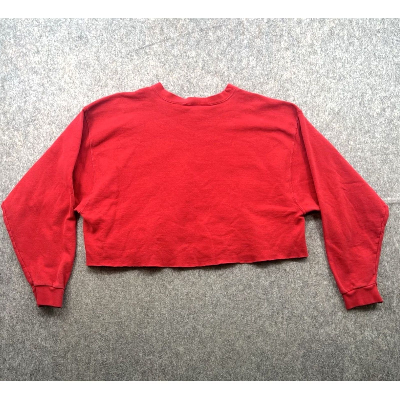 Nike VINTAGE Nike Women's Cropped Red Long Sleeve Sweatshirt XL Shirt Womens 1990s Nike Size XL / US 12-14 / IT 48-50 - 7 Thumbnail