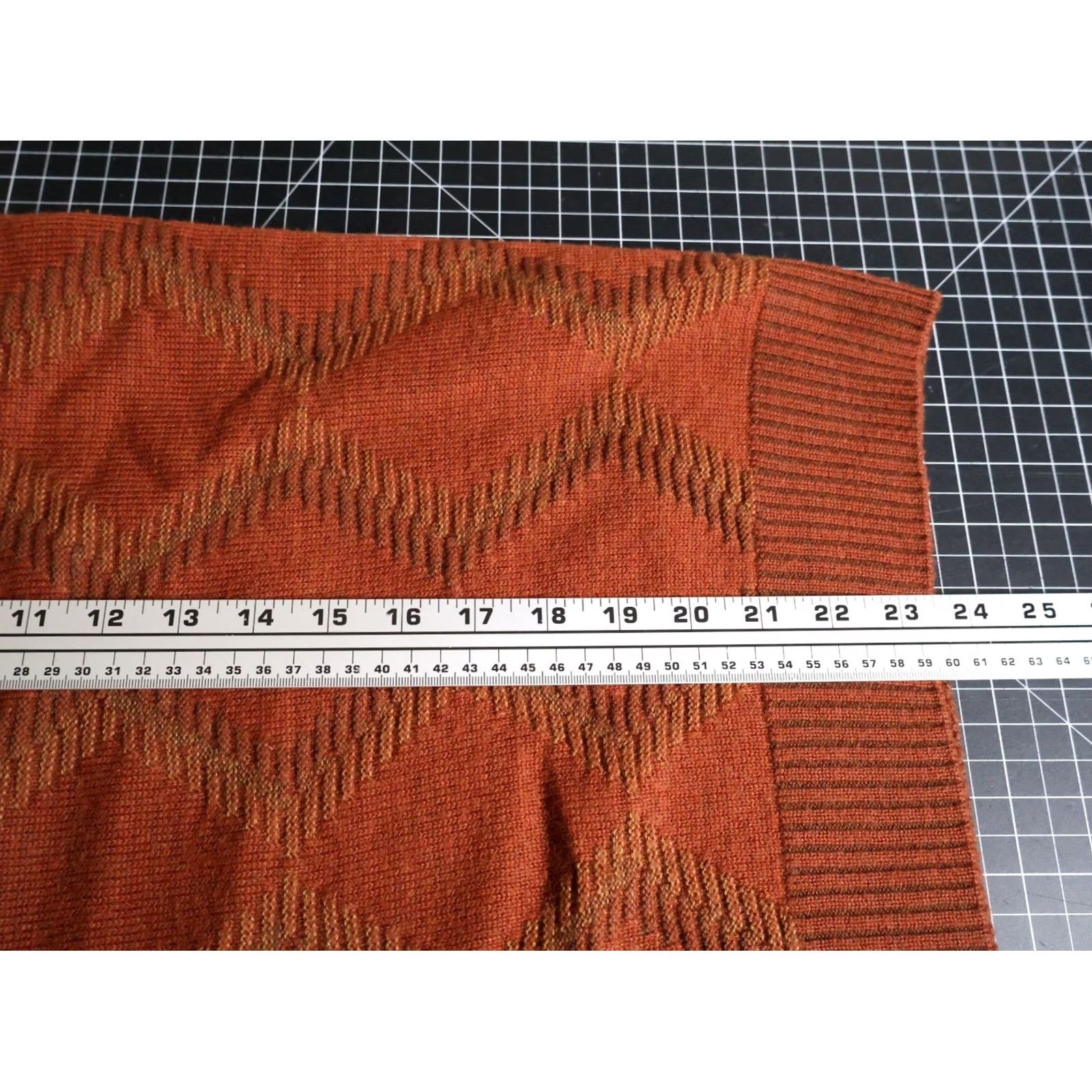 Vintage VTG Wool Blend Sweater Mens Medium Burnt Orange Geometric Pattern Lightweight Pullover Crew Neck 90s Casual Vintage Knit Style Mens Size US M / EU 48-50 / 2 - 6 Thumbnail