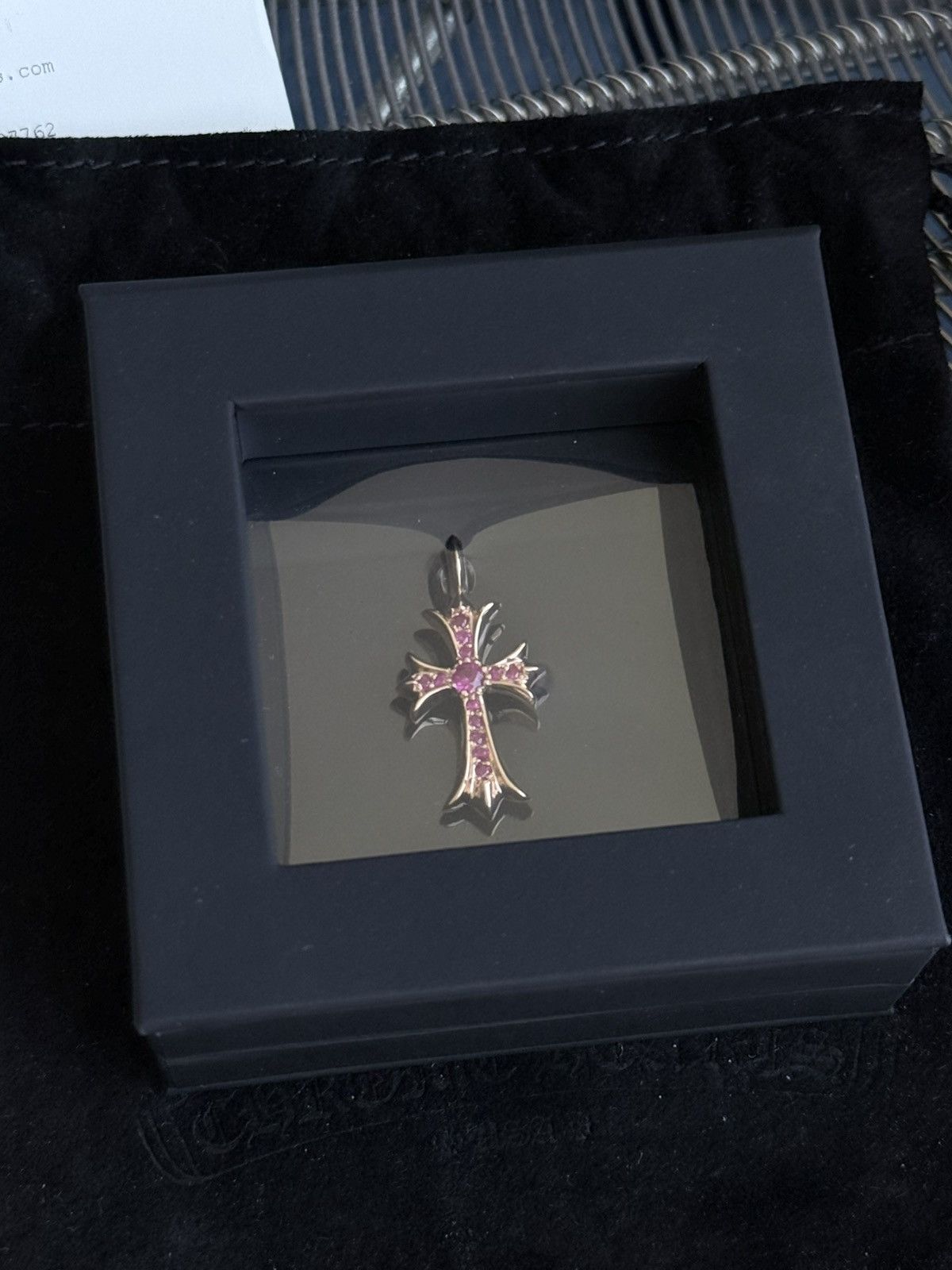 Chrome Hearts Yellow gold tiny fat cross with ruby stone Size ONE SIZE - 3 Thumbnail