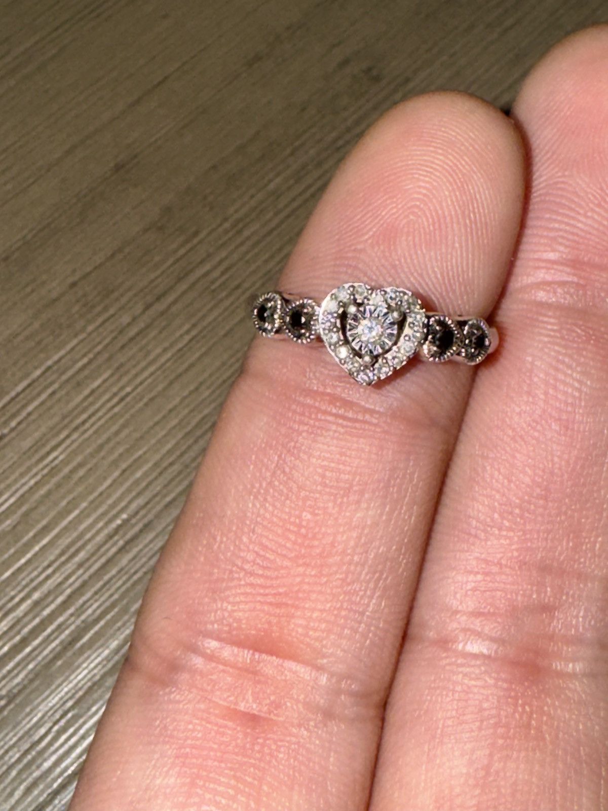 Other Black/White Diamonds 1/5 ct tw Promise Ring Sterling Silver Size ONE SIZE - 5 Thumbnail