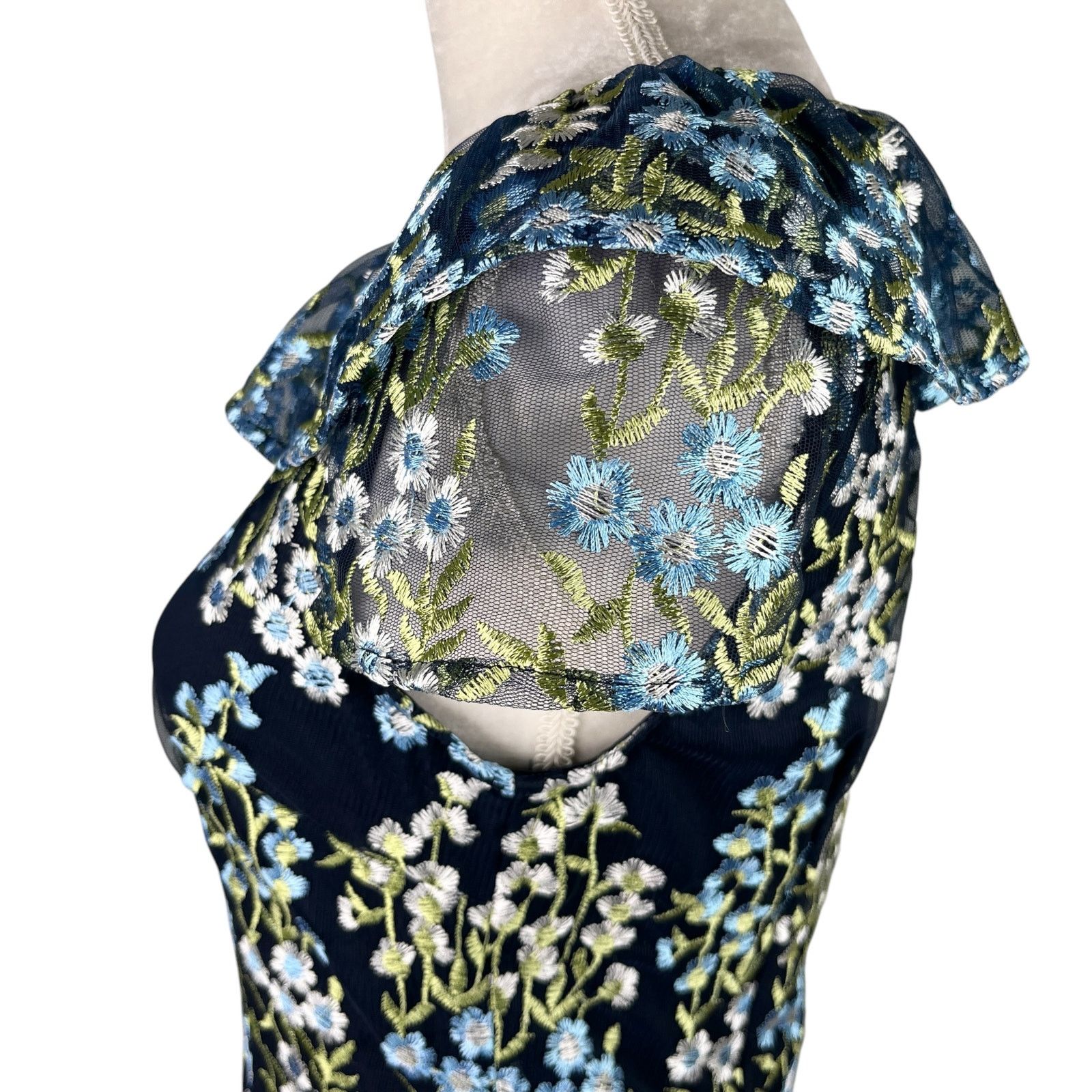 Karl Lagerfeld Karl Lagerfeld Paris Floral Midi Dress Navy Blue 6 Size M / US 6-8 / IT 42-44 - 7 Thumbnail