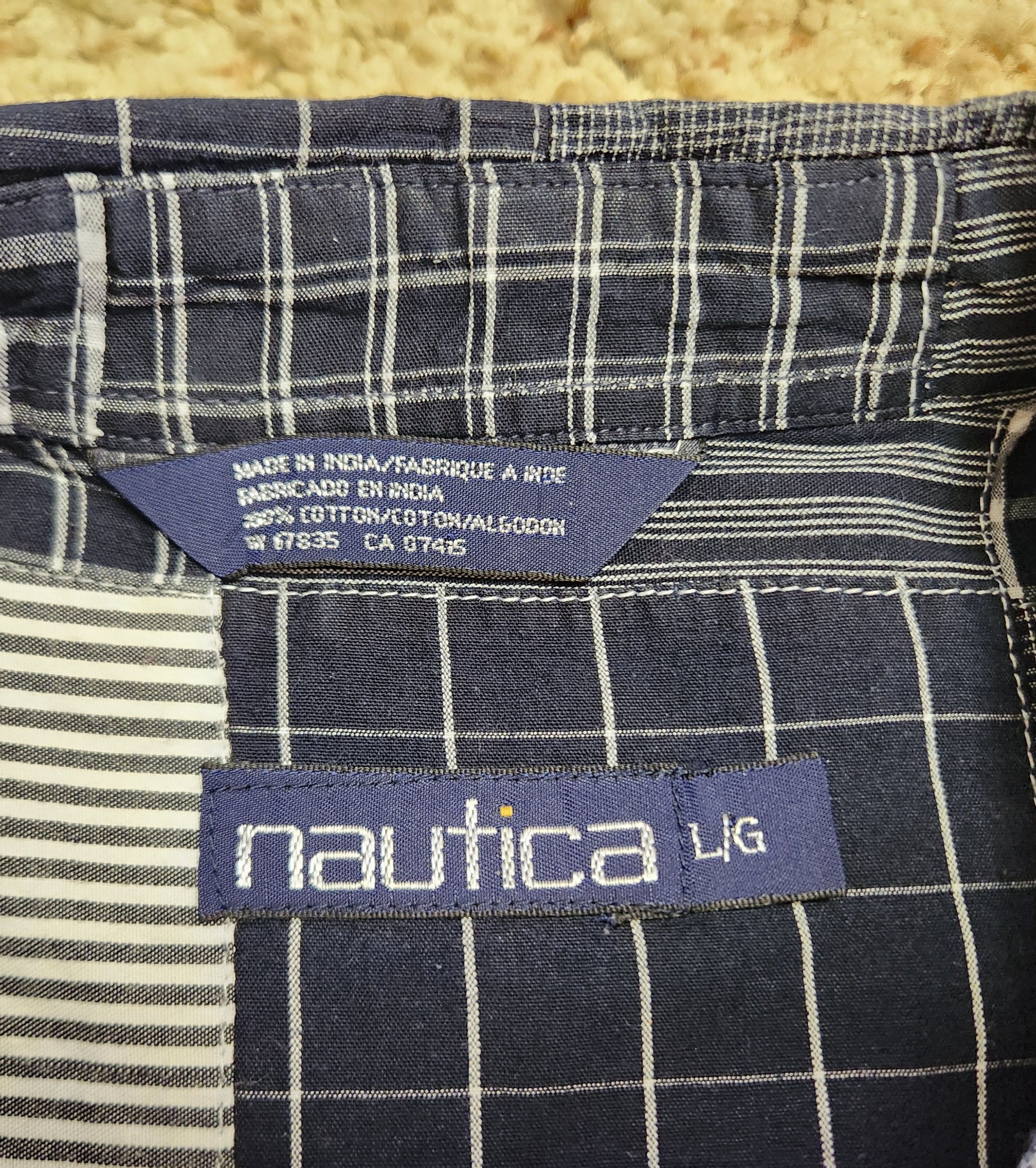 Nautica men's patchwork shirt L navy white Nautica button down Size US L / EU 52-54 / 3 - 7 Thumbnail